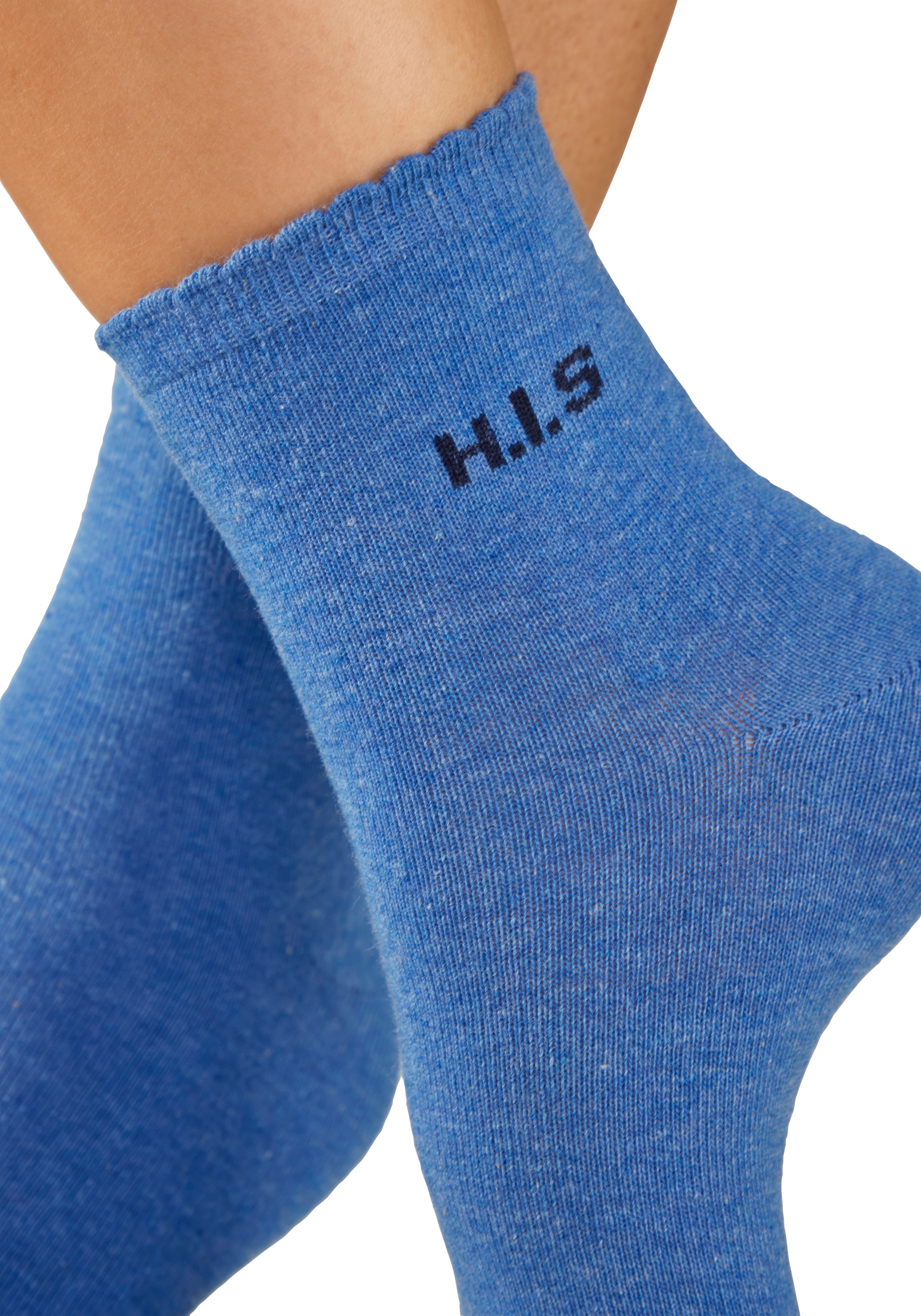 H.I.S Chaussettes courtes »Damen uni und meliert für die ganze Woche« Paquet, 7 Couple tlg. avec un bord-côte ondulé