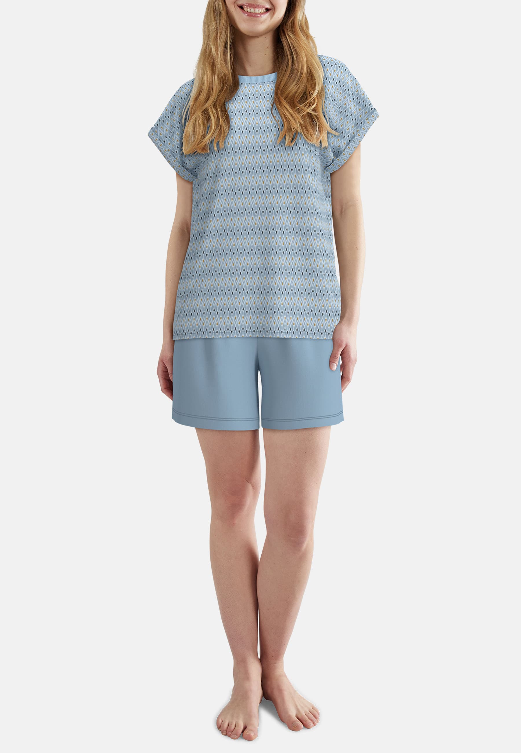 TOM TAILOR Shorty Kurzarm, Rundhalsausschnitt, gestreift, Baumwollmix