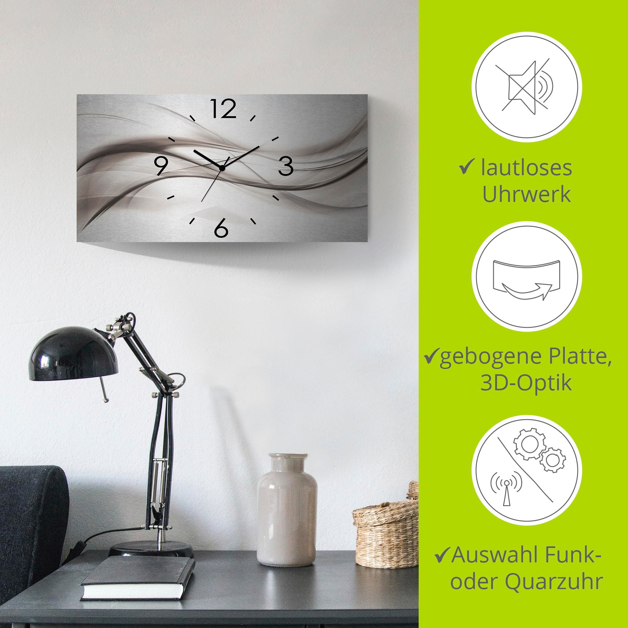 Artland Wanduhr »Abstraktes Design - schöne Welle« 3D Optik gebogen, mit Quarz- oder Funkuhrwerk, versch. Grössen