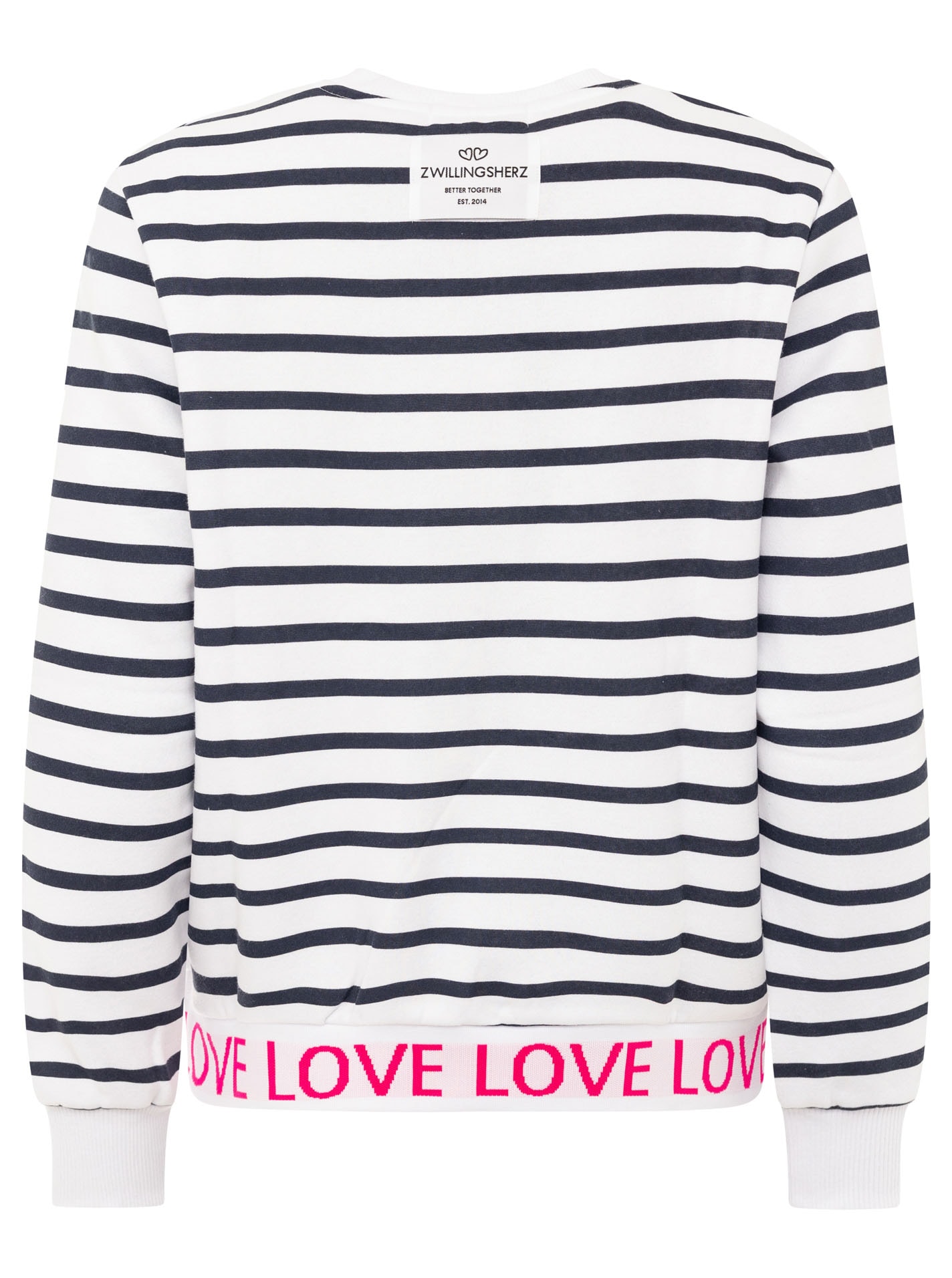 Zwillingsherz Sweat-shirt »"Love Love Love"«, rayé, col rond, poignets élastiques avec inscription Love

