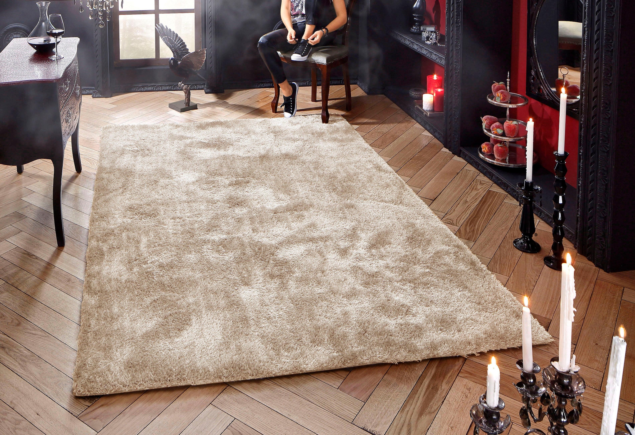 Bruno Banani Tapis »Dana Teppich, besonders weich und kuschelig, Kundenliebling« Rectangulaire 30 mm Höhe uni, Mikrofaser Teppiche, Wohnzimmer, Schlafzimmer, Esszimmer