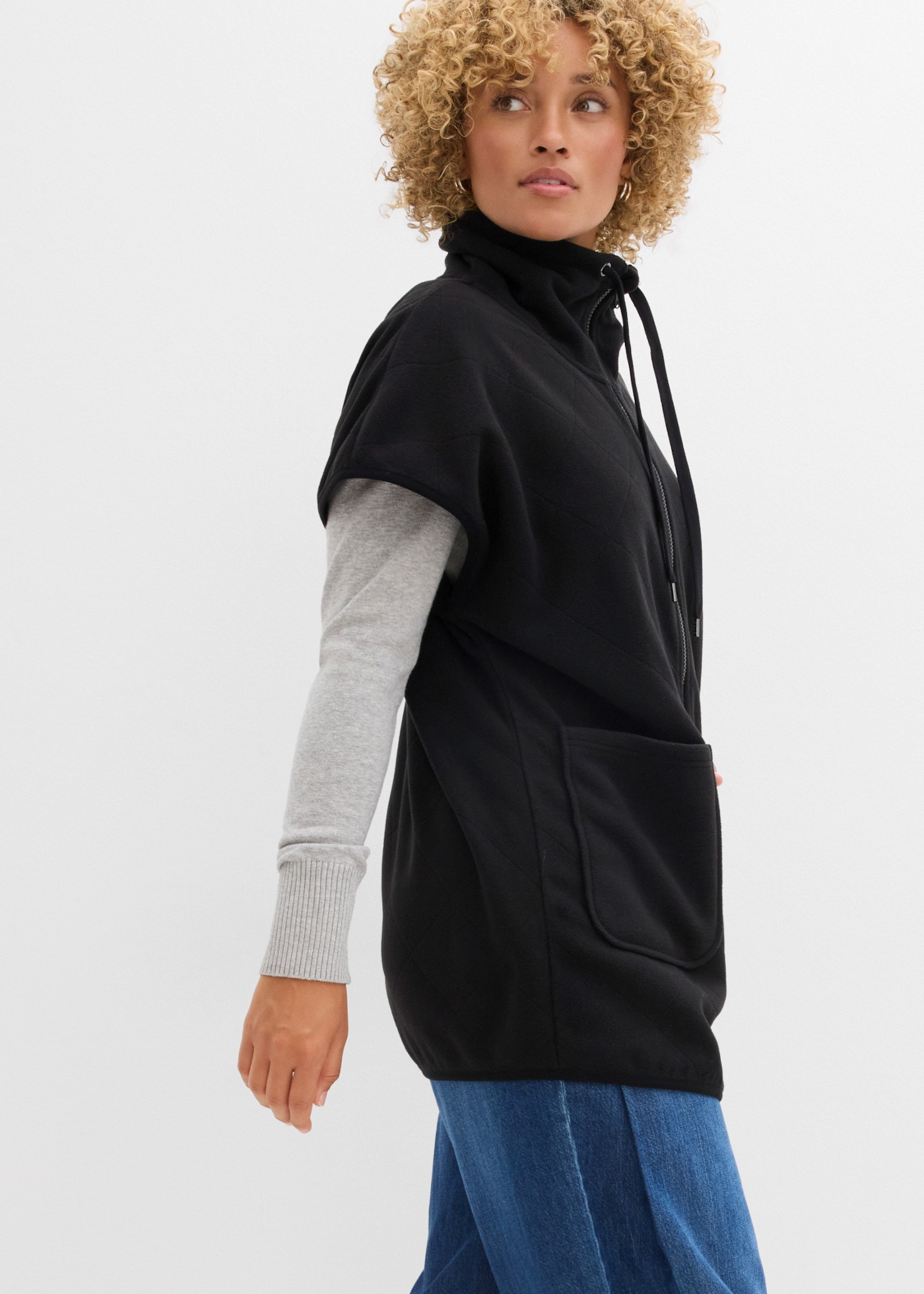bonprix Gilet polaire coupe décontractée, épaules tombantes