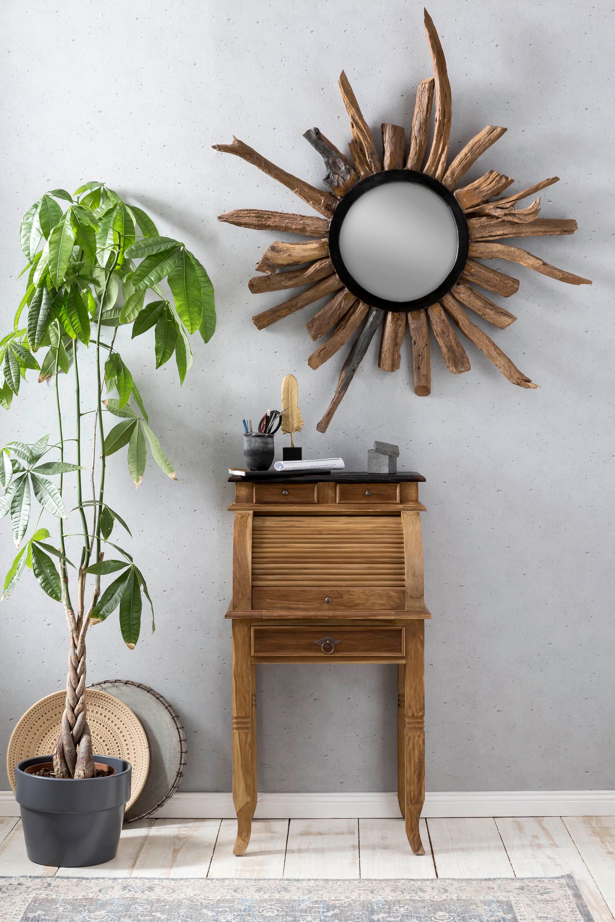 SIT Miroir »Romanteaka Altholz Teak Vintage Shabby Chic Wandspiegel« Miroir en teck recyclé style shabby chic vintage