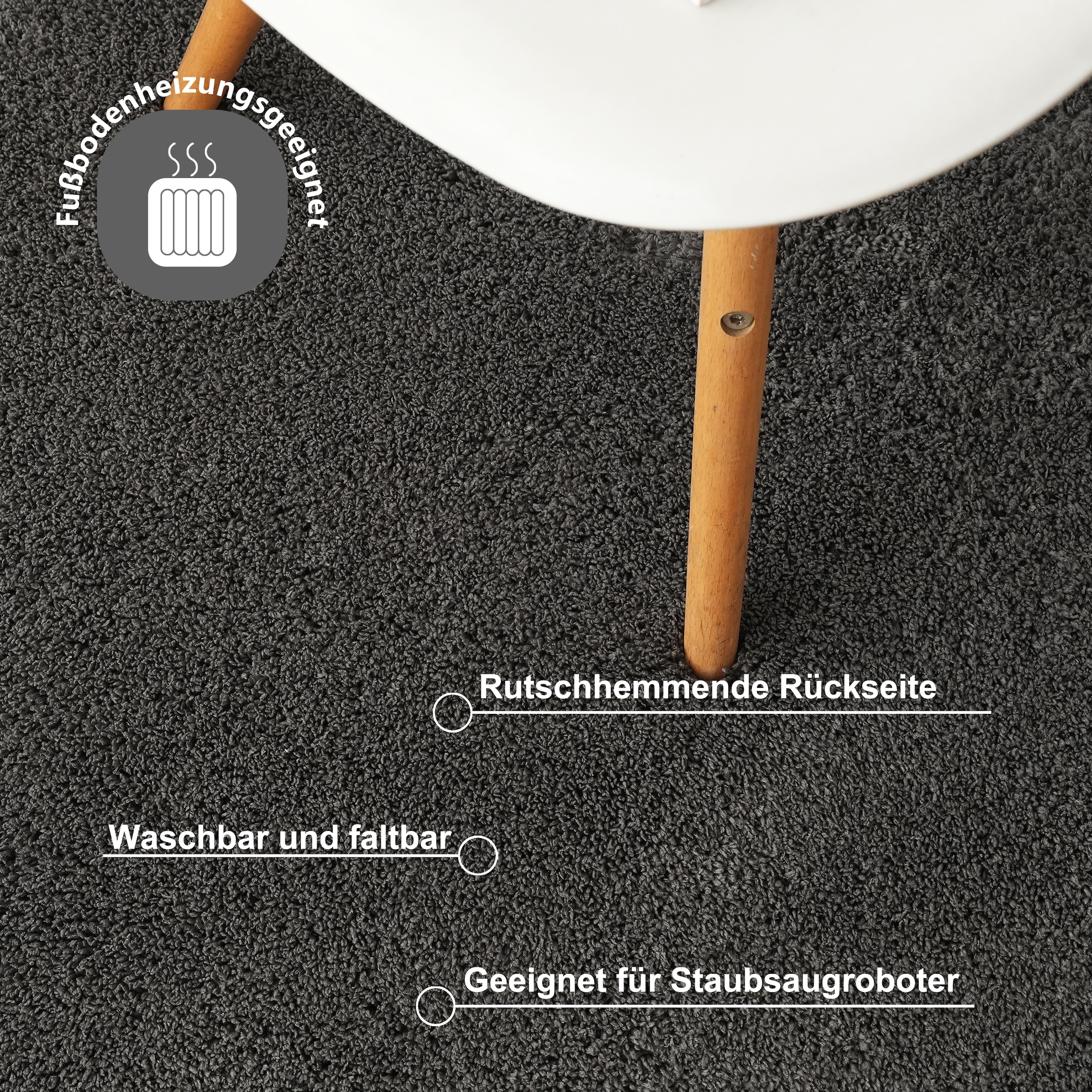 GOODproduct Teppich »Cali Shaggy« rechteckig 22 mm Höhe Uni-Farben, kuschelig, & weich, waschbar, Wohnzimmer, Schlafzimmer