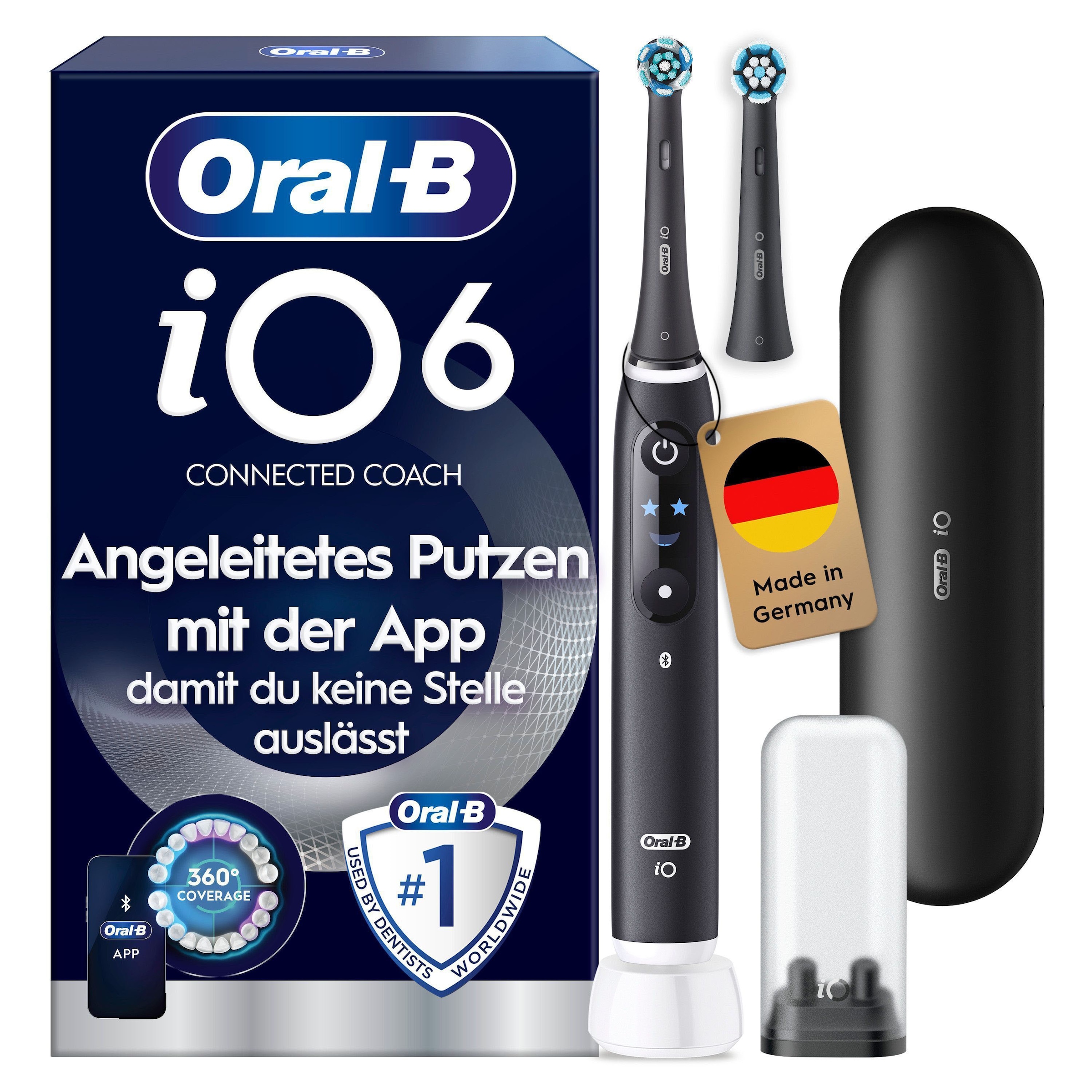 Oral-B Brosse à dents électrique »iO 6« 2 cuis Aufsteckbürsten avec technologie magnétique, écran, 5 modes de brossage, étui de voyage