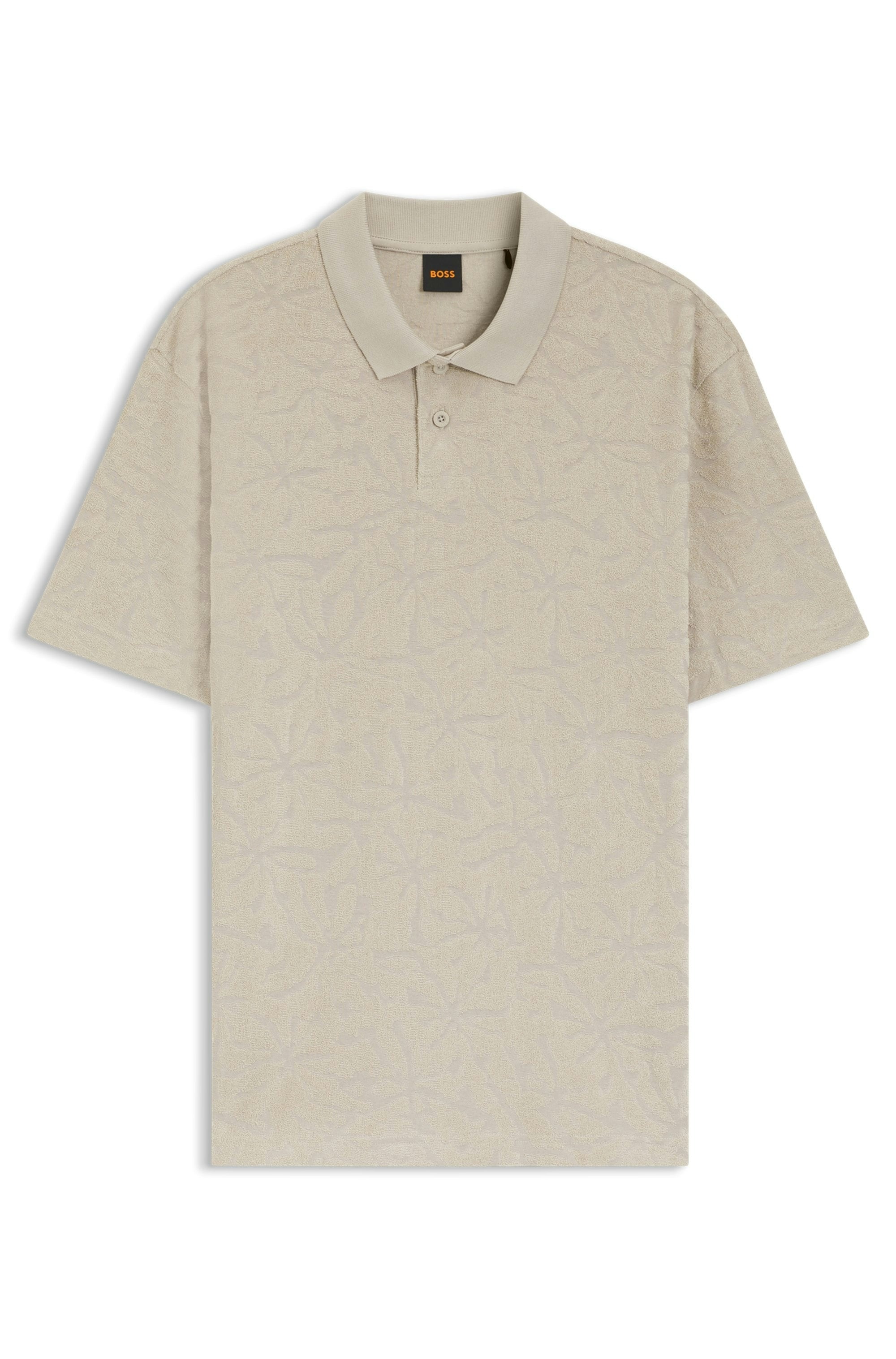 BOSS ORANGE Polo motif jacquard floral, éponge de coton, coupe décontractée