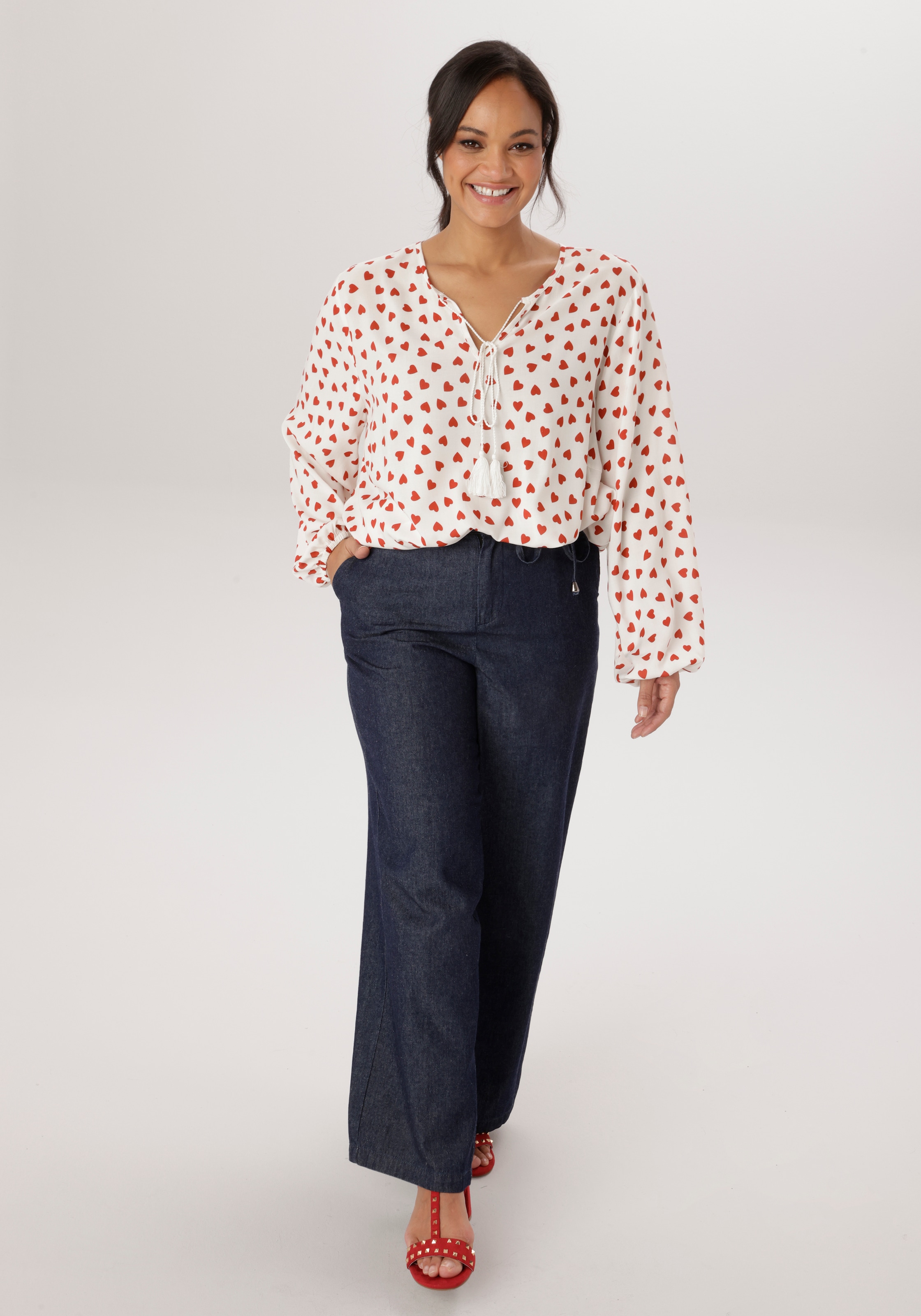 Aniston PLUS Blouse à enfiler mir Herzen bedruckt - NEUE KOLLEKTION