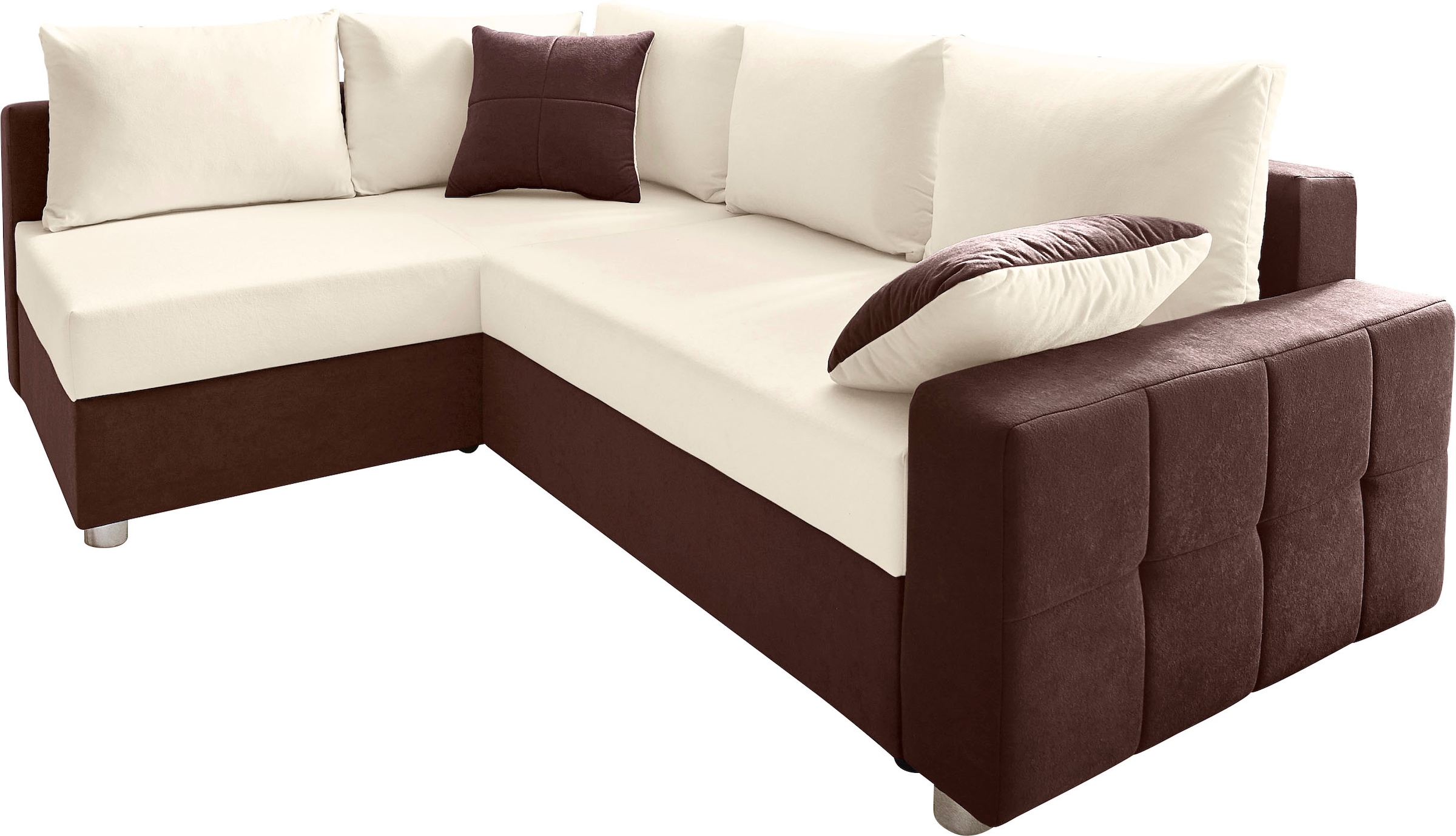 COLLECTION AB Canapé d'angle »Parma L-Form, B: 224 cm« Bettfunktion, Bettkasten & 2 Zierkissen, Federkern