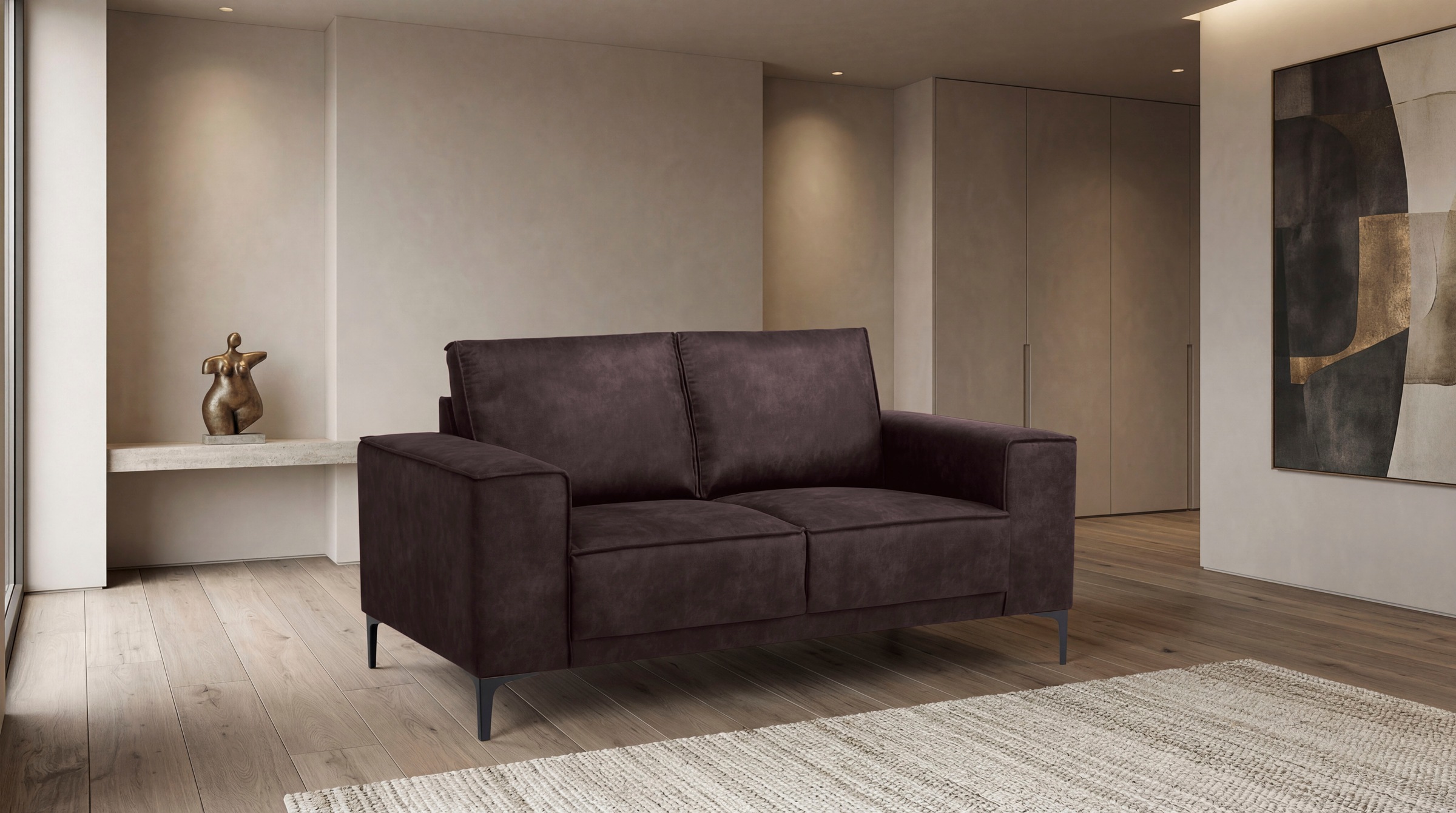 GOODproduct 2-places »OLAND Luxus-Microfaser, Sofa, B: 164 cm, Skandi-Design« 164 cm, suspension à vagues, design scandinave, pieds en métal