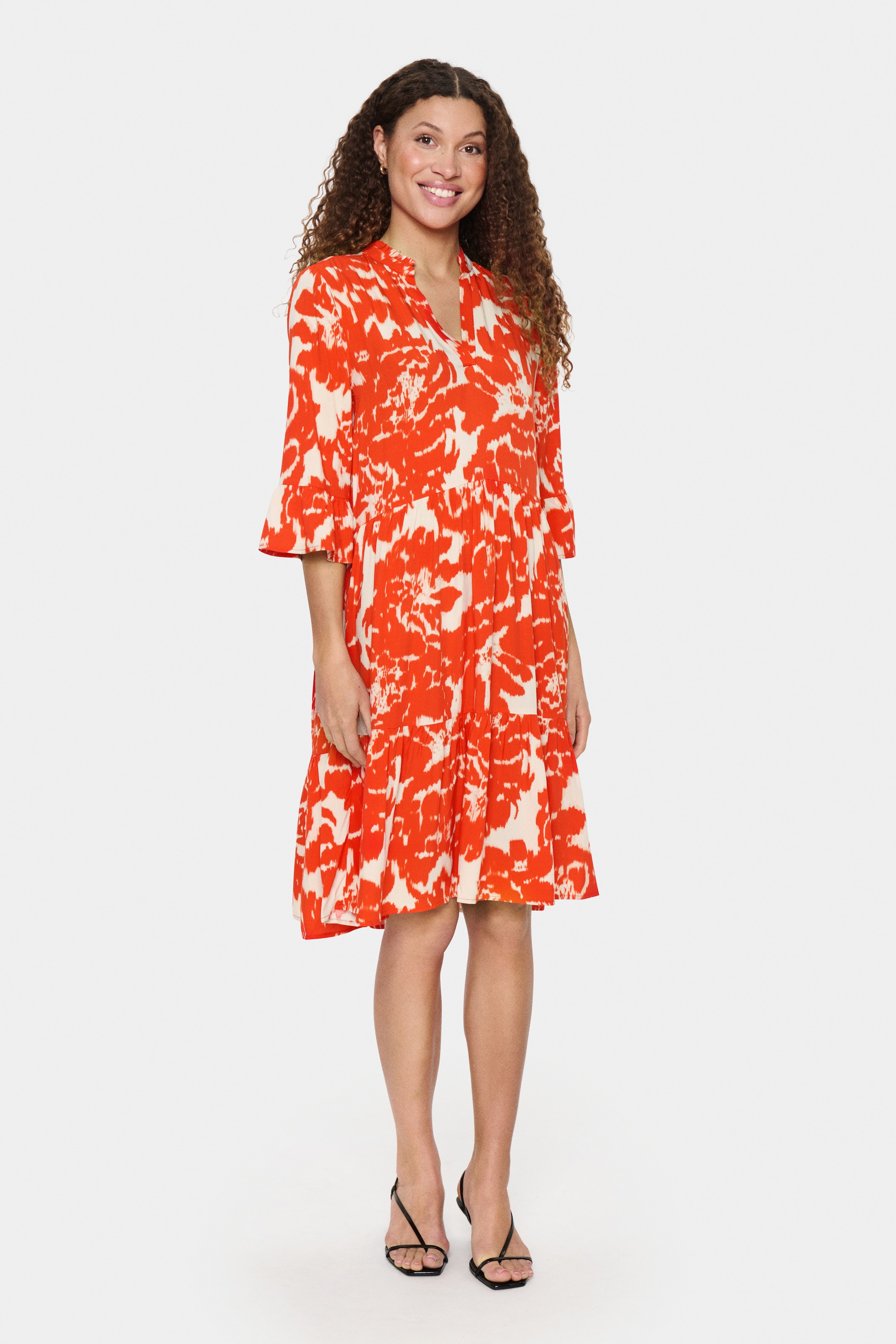 Saint Tropez Robe chemisier »EdaSZ Dress« Sommerkleid, Tunikakleid mit Volant und 3/4 Ärmel