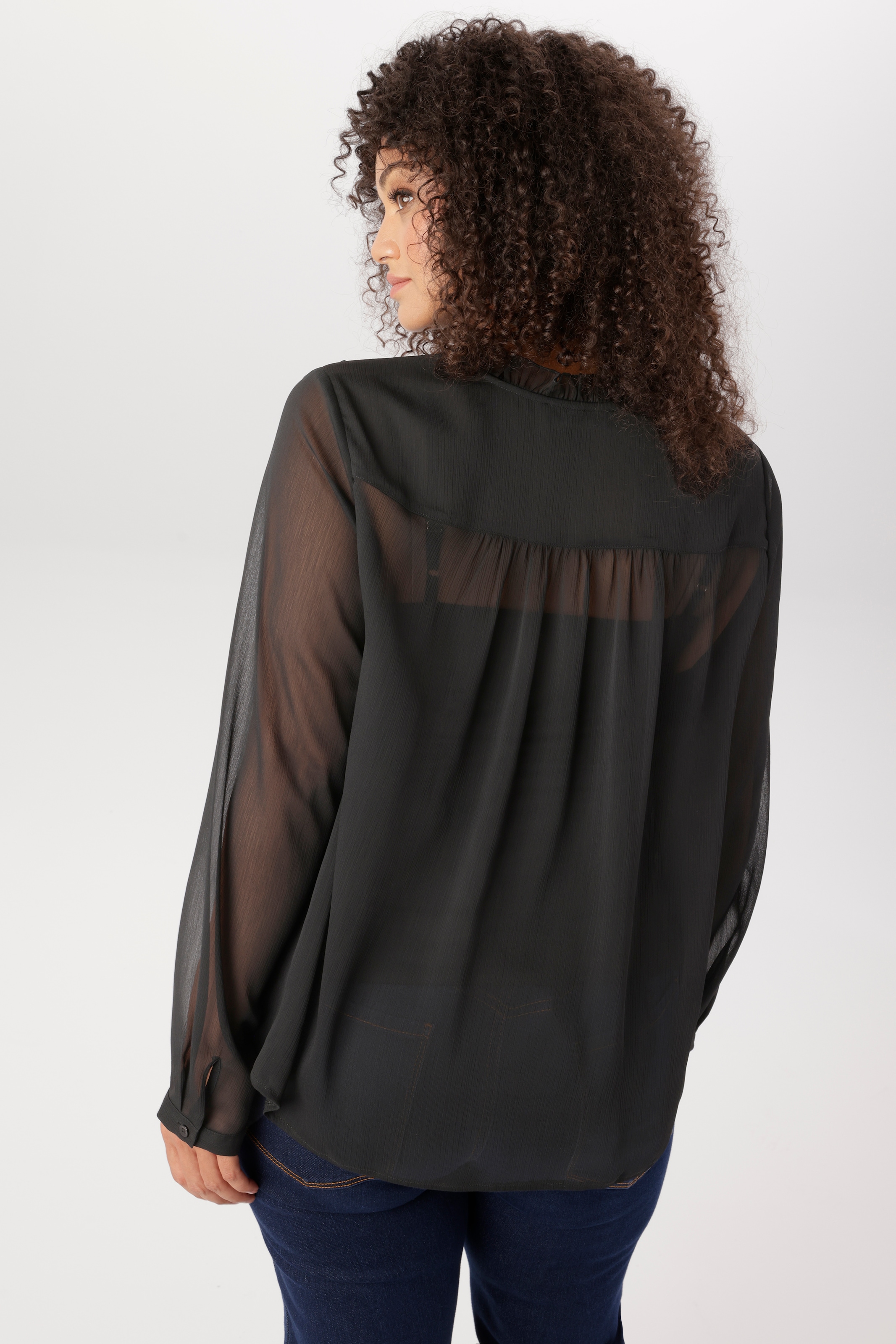 Aniston PLUS Blouse à enfiler avec lien à nouer et volants - NOUVELLE COLLECTION