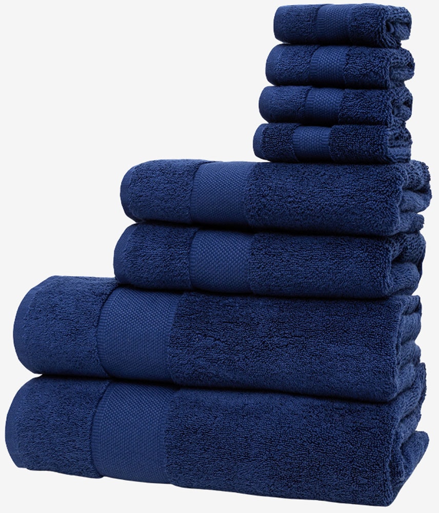 Wolkenfeld Handtuch Set »Premium Low-Twist Baumwolle 550 g/m² – 8-teilig mit Waschlappen« 8 tlg. Frottier 2 Badetücher, 2 Handtücher gross & 4 Waschlappen