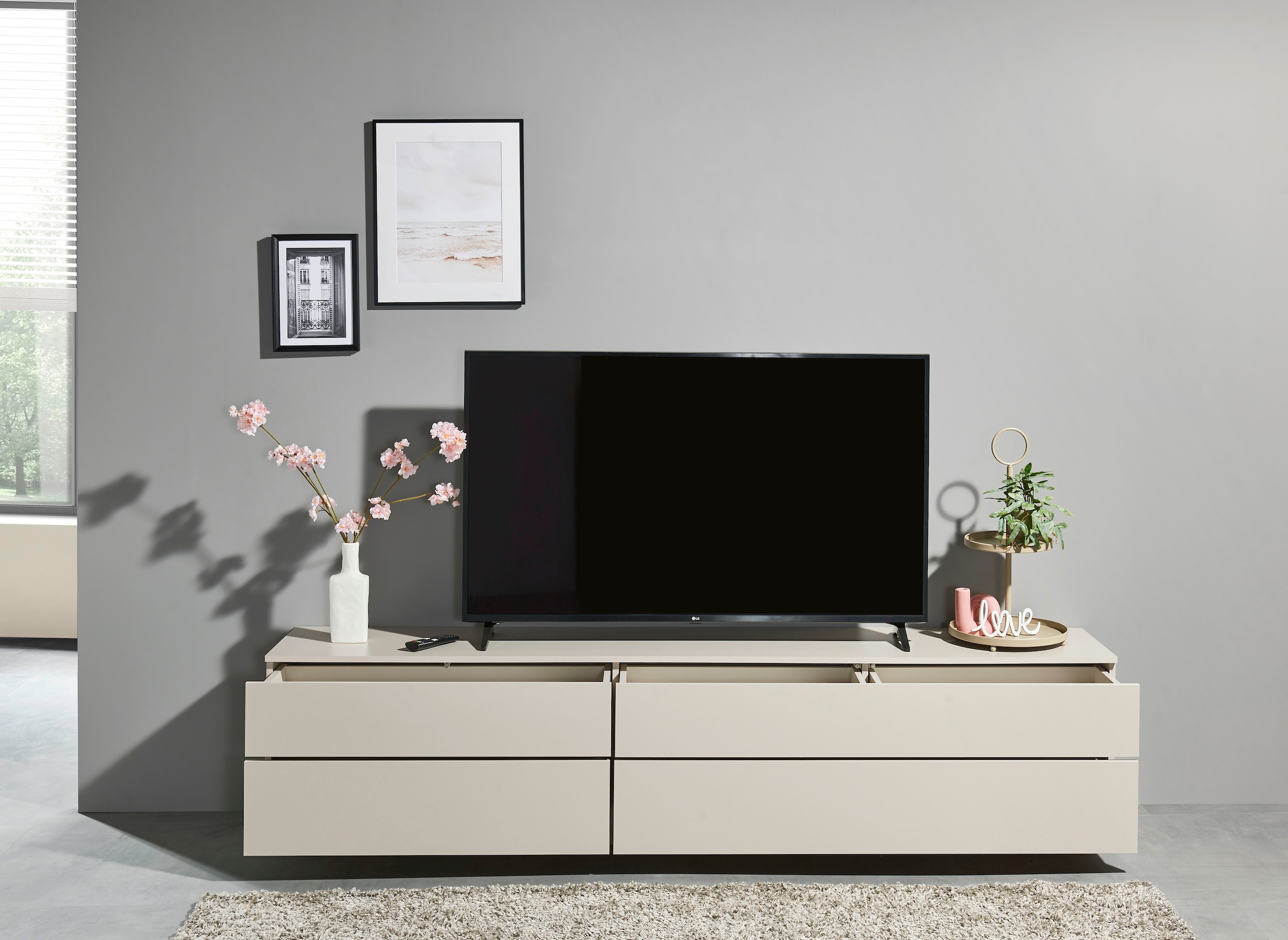 HBZ Table basse »Vince Lowboard, B/H/T 220x50x38 cm« 1 cuis tlg. Breite 220 cm, Push-to Open, Melaminbeschichtung