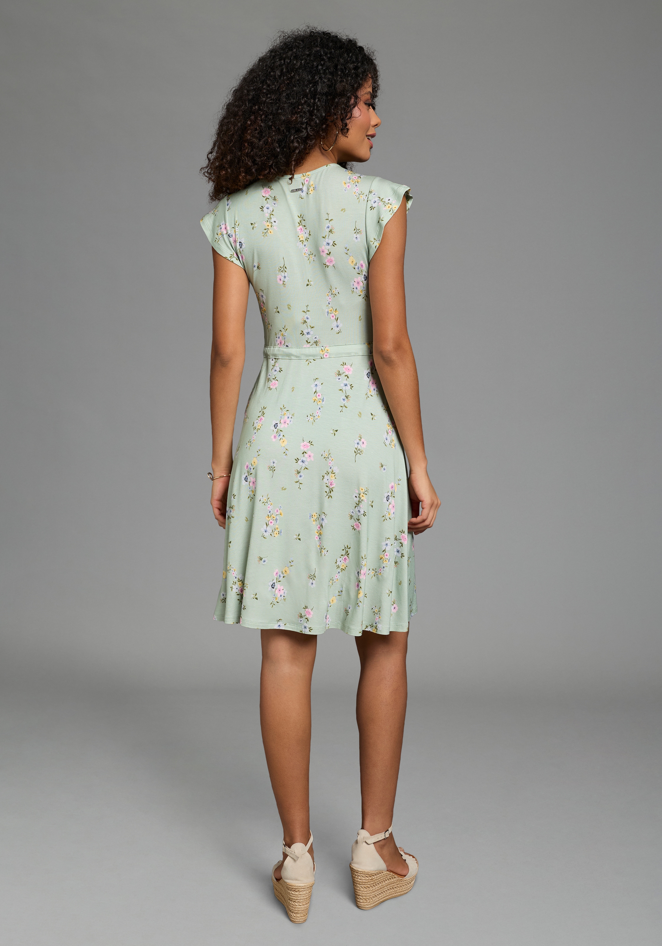 Laura Scott Robe d'été mit femininen Blumen, aus Viskose und Elasthan, geblümte Optik