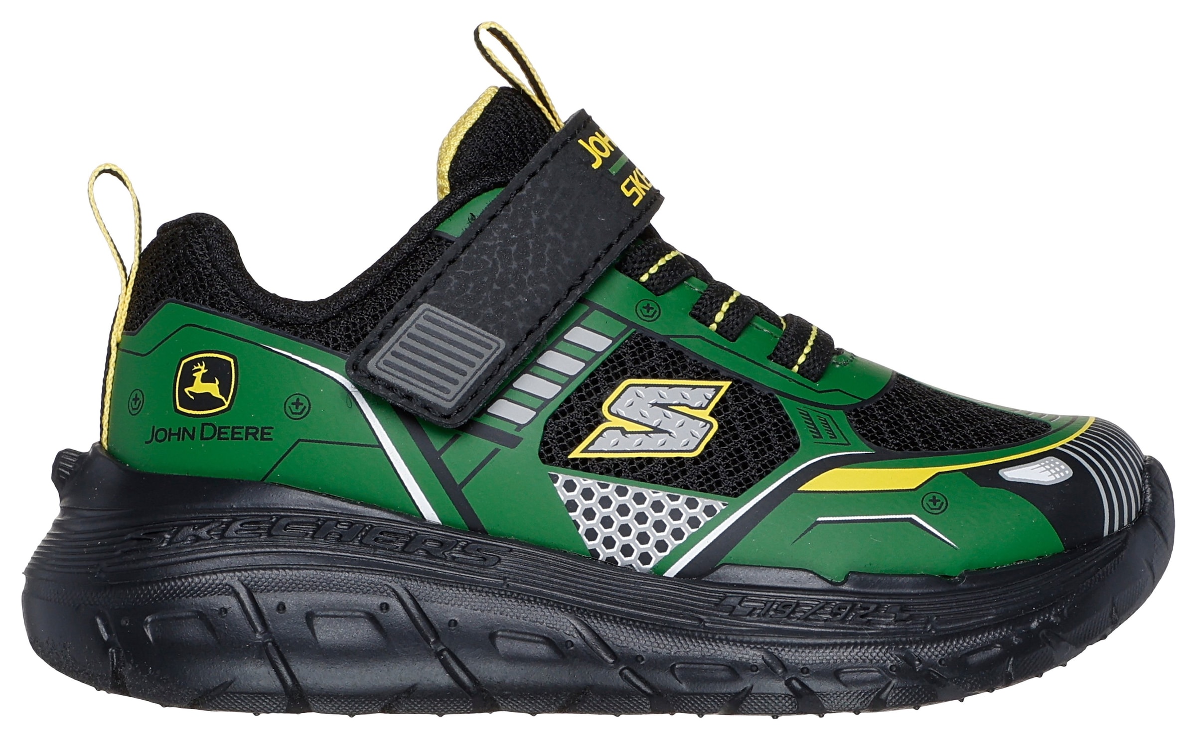 Skechers Sneaker »SKECH TRACKS-TRACTOR-TRONIX, John Deere«  , Klettschuh im John Deere Design, Grössenschablone zum Download