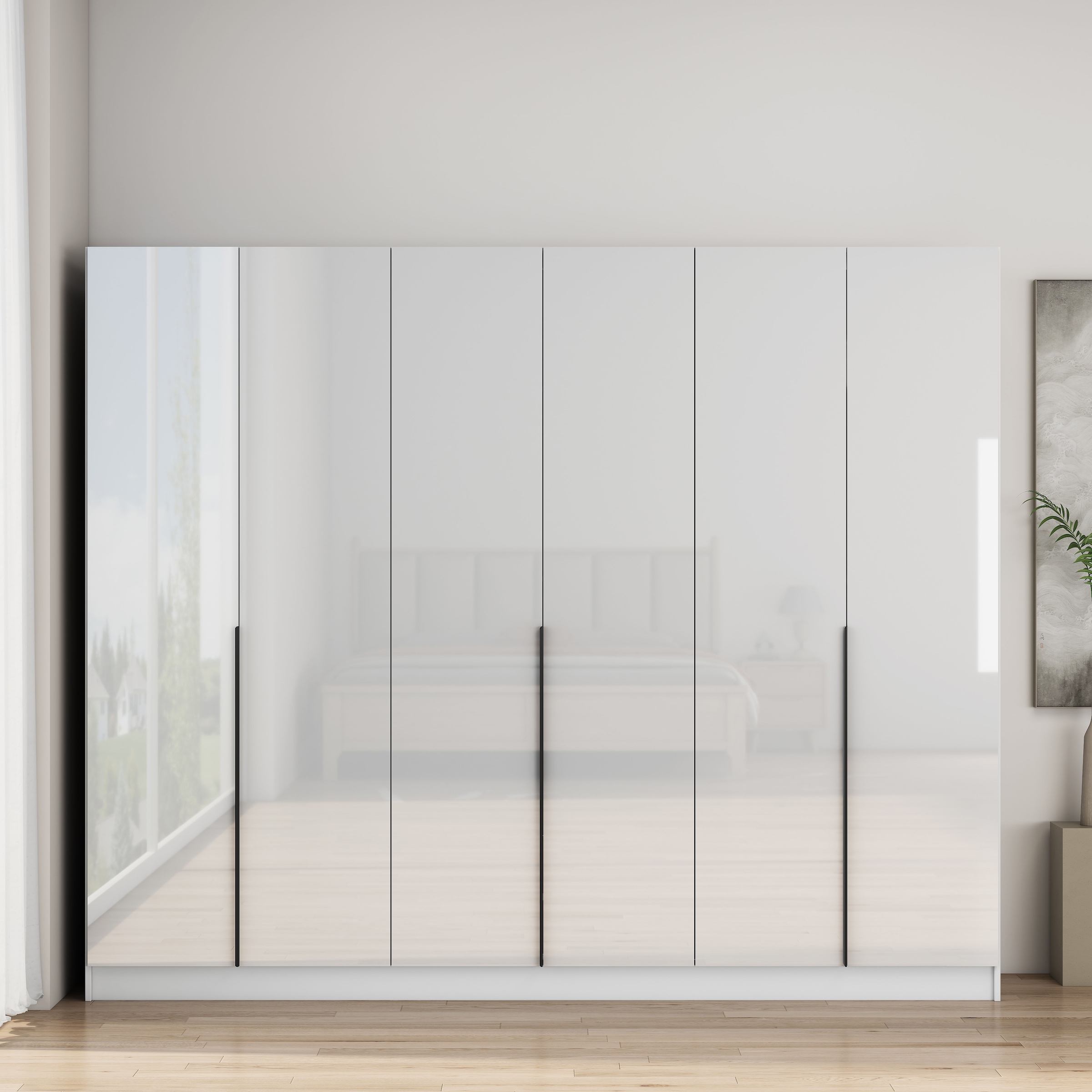 GOODproduct Kleiderschrank »Annor Schlafzimmerschrank Breite 242cm hochglanz Schrank Garderobe« Drehtürenschrank mit perfekter Innenausstattung - elegante Türgriffe