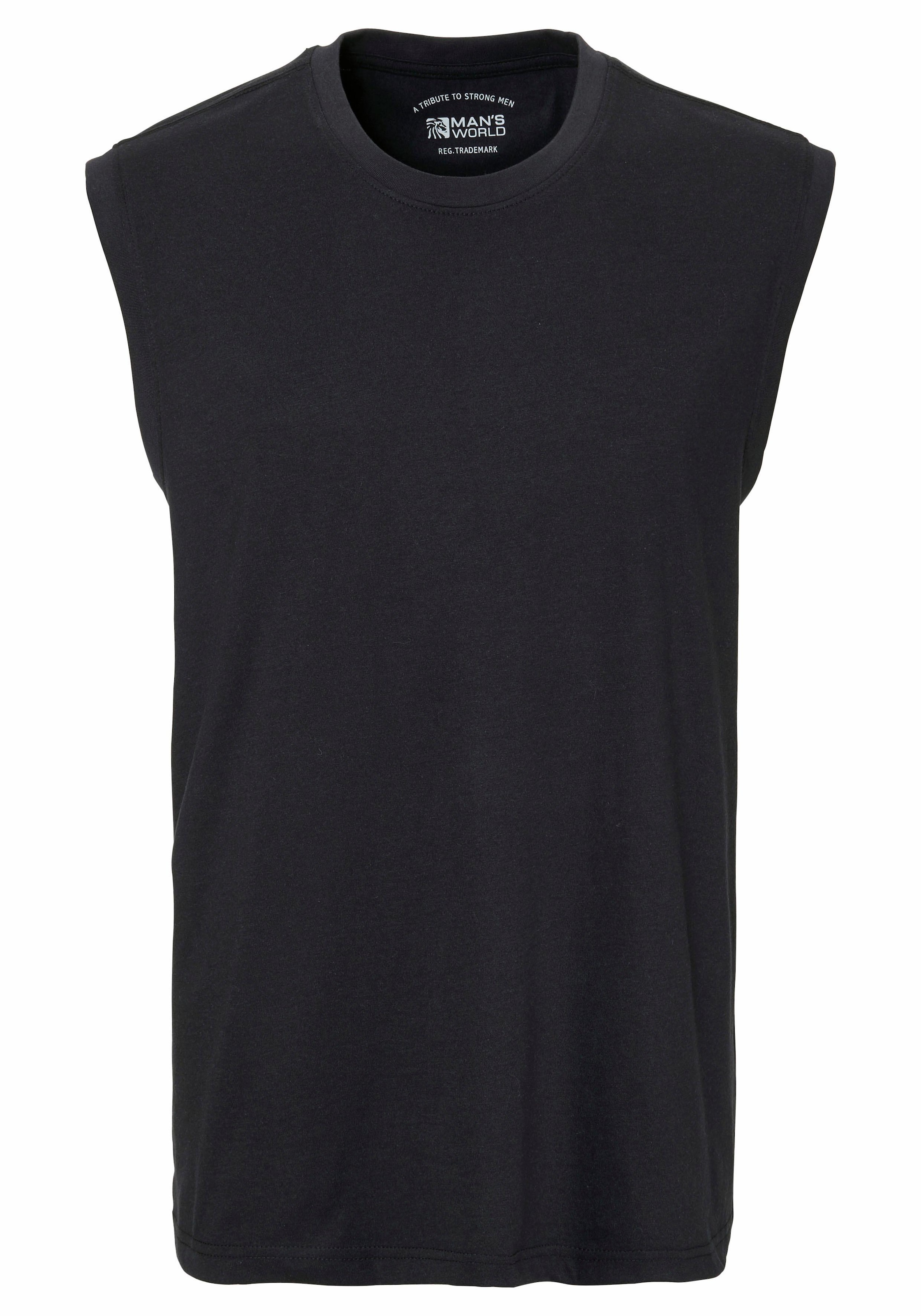 Man's World Muscleshirt 2er-Pack,  ärmellos,  bedruckt,  Rundhalsausschnitt,  aus 100% Baumwolle
