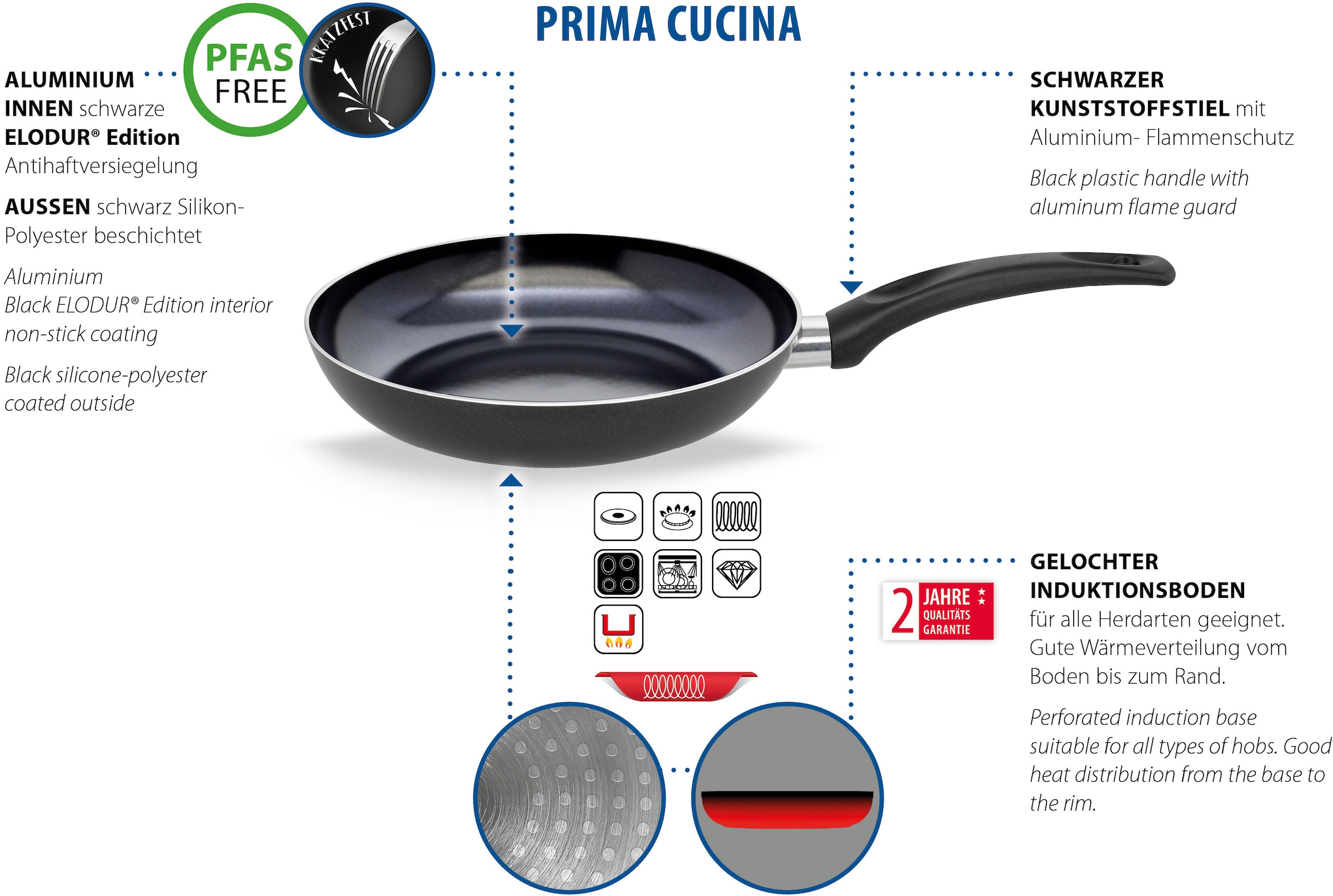 Elo Basic Poêle à frire »Prima Cucina« Aluminium 1 cuis tlg. Für alle Herdarten geeignet, inkl. Induktion