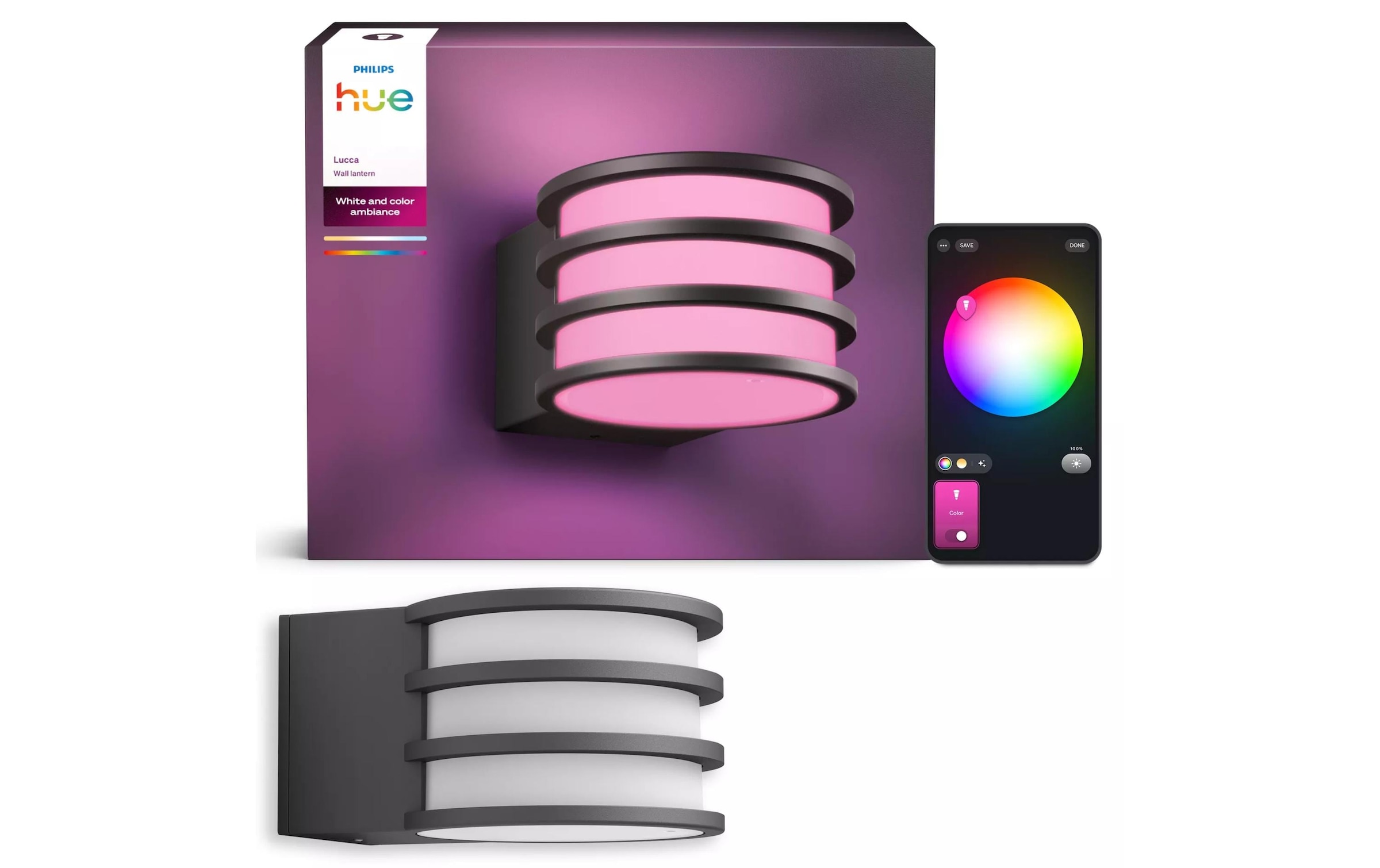 Philips Hue Lampe murale »Philips Hue Wandleuchte Lucca RGBW 1100 lm« Module LED RVB