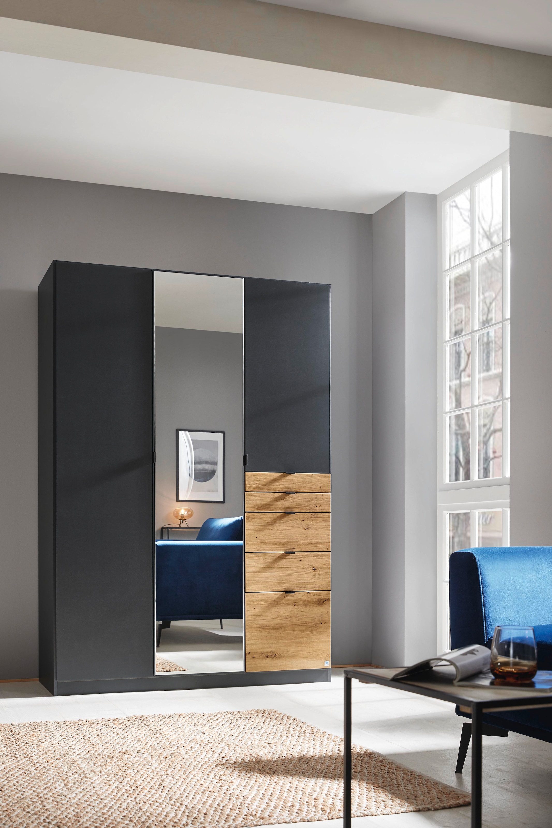 rauch »Kleiderschrank Schrank Garderobe Wäscheschrank Ankleide ONTARIO« Breiten 136/181 cm,  mit 5 Schubladen in unterschiedlichen Grössen MADE IN GERMANY
