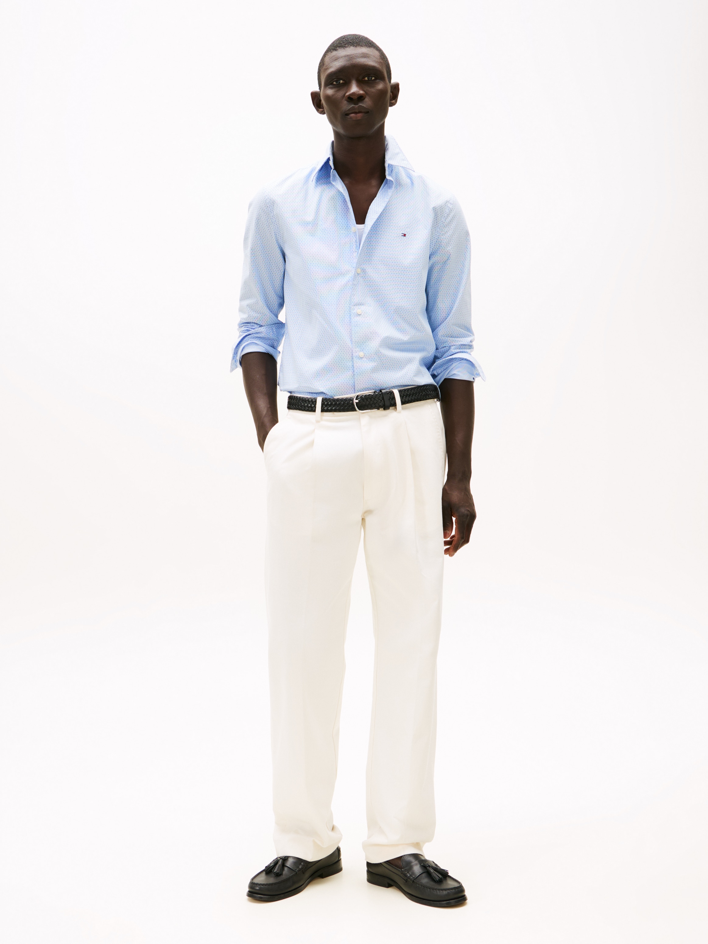 Tommy Hilfiger Langarmhemd »FLEX POPLIN MINI PRINT Regular Fit SHIRT«, regular fit, Kentkragen