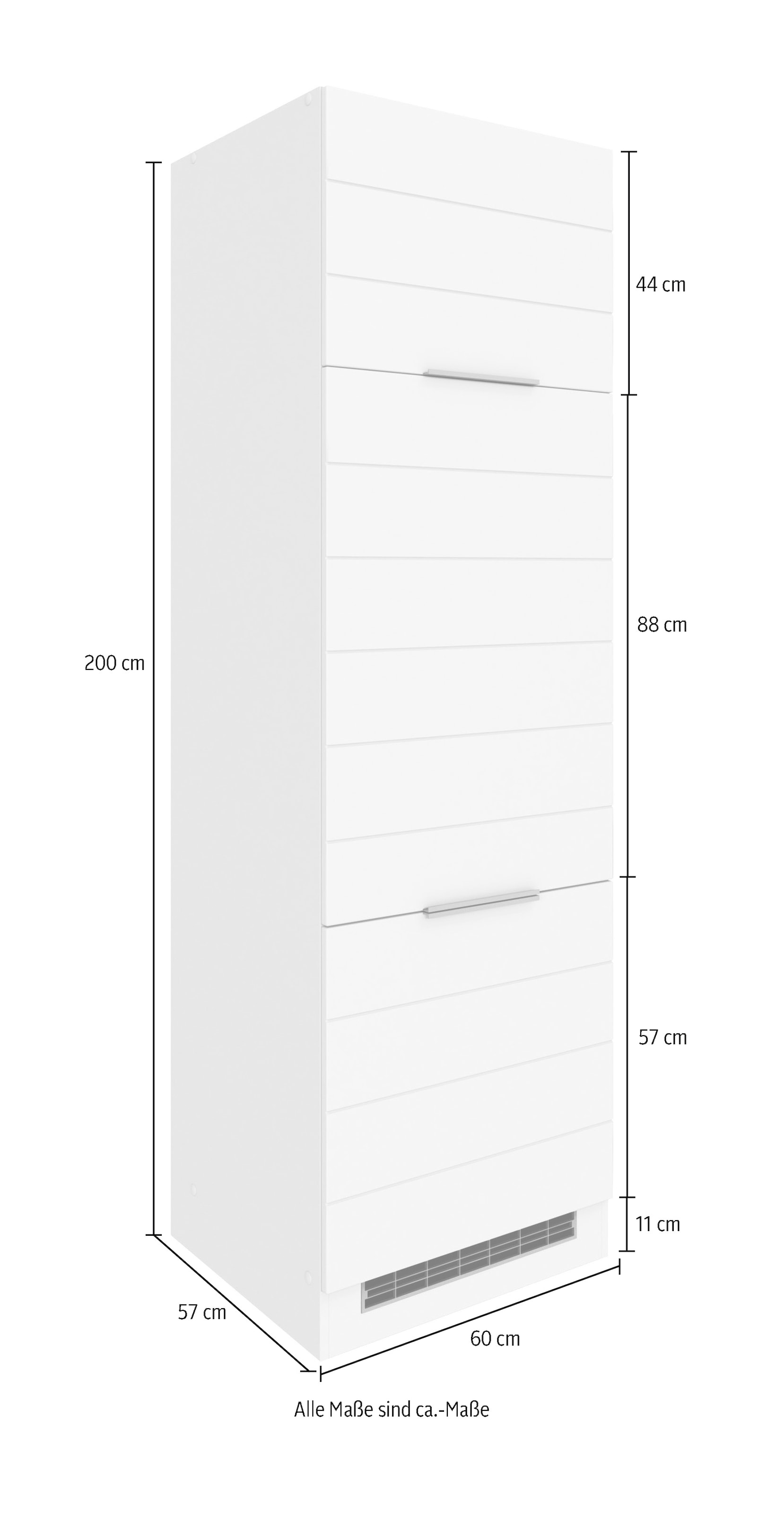 KOCHSTATION Armoire réfrigérée encastrable »KS-Luhe« 60 cm de large, façades MDF de haute qualité avec liseré horizontal