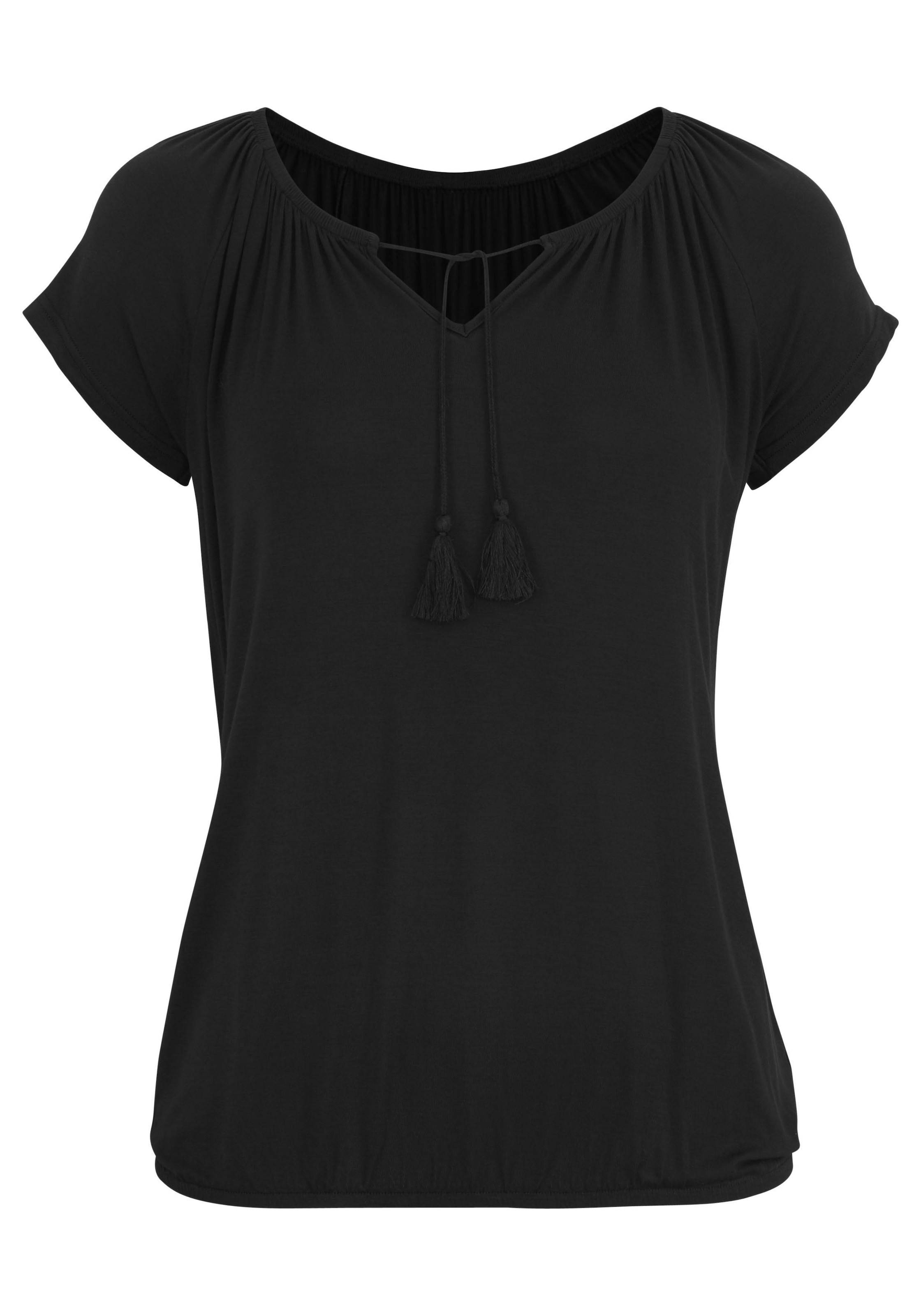 Vivance Kurzarmshirt »mit leicht gerafftem Ausschnitt« 2er-Pack,  aus weichem Viskose-Stretch