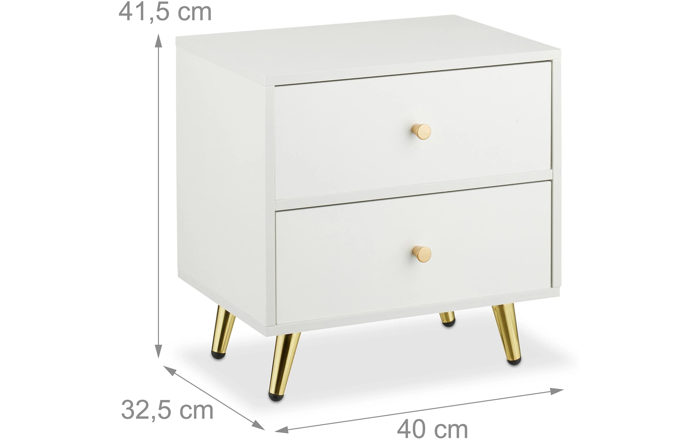 relaxdays Nachttisch »41.5 x 40 x 32.5 cm« Bettschränkchen mit goldenen Beinen