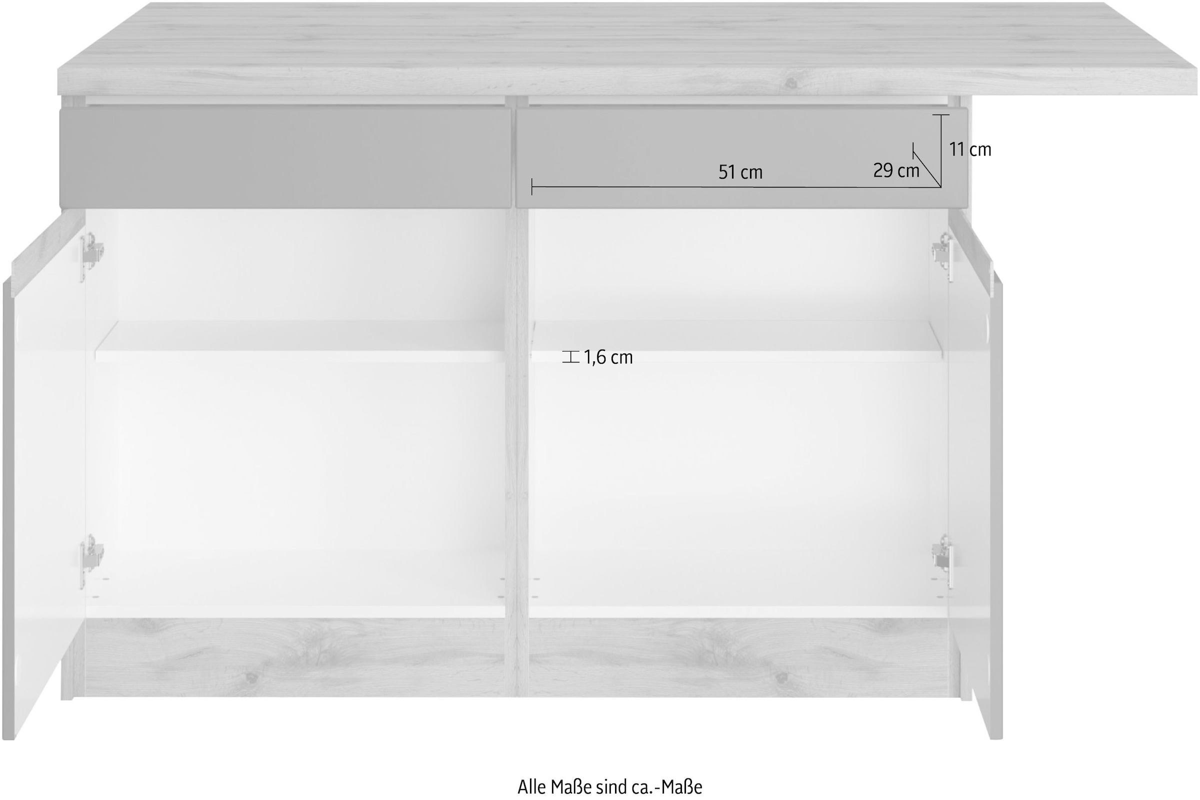 KOCHSTATION Ilot de cuisine »KS-Riesa« largeur 153 cm, profondeur 100 cm, façades MDF