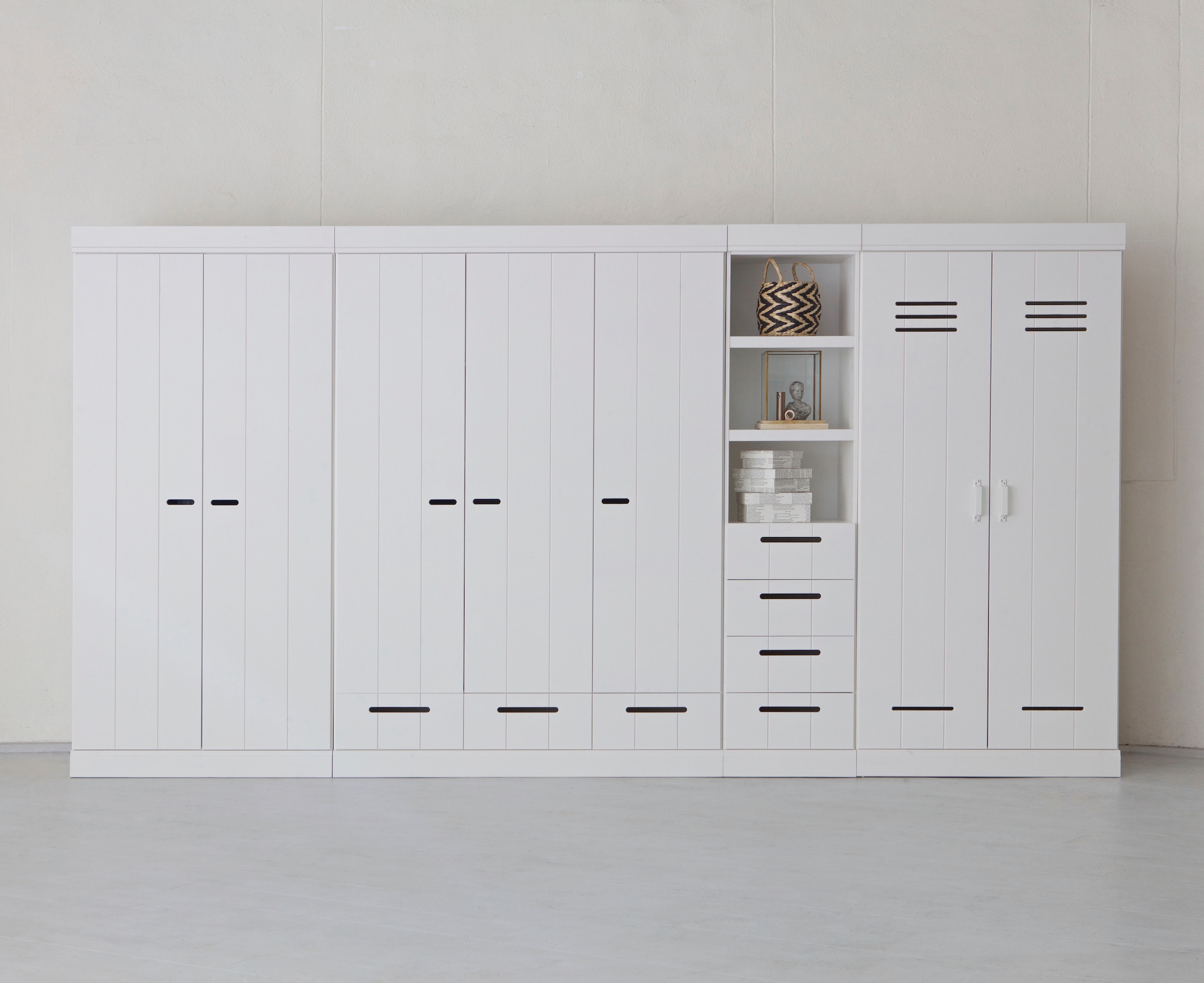 WOOOD Armoires à vêtements »Connect FSC®-Kiefernholz mit sichtbare Maserungen H195 x B94 x T53 cm« pin massif FSC®, intérieur mélaminé