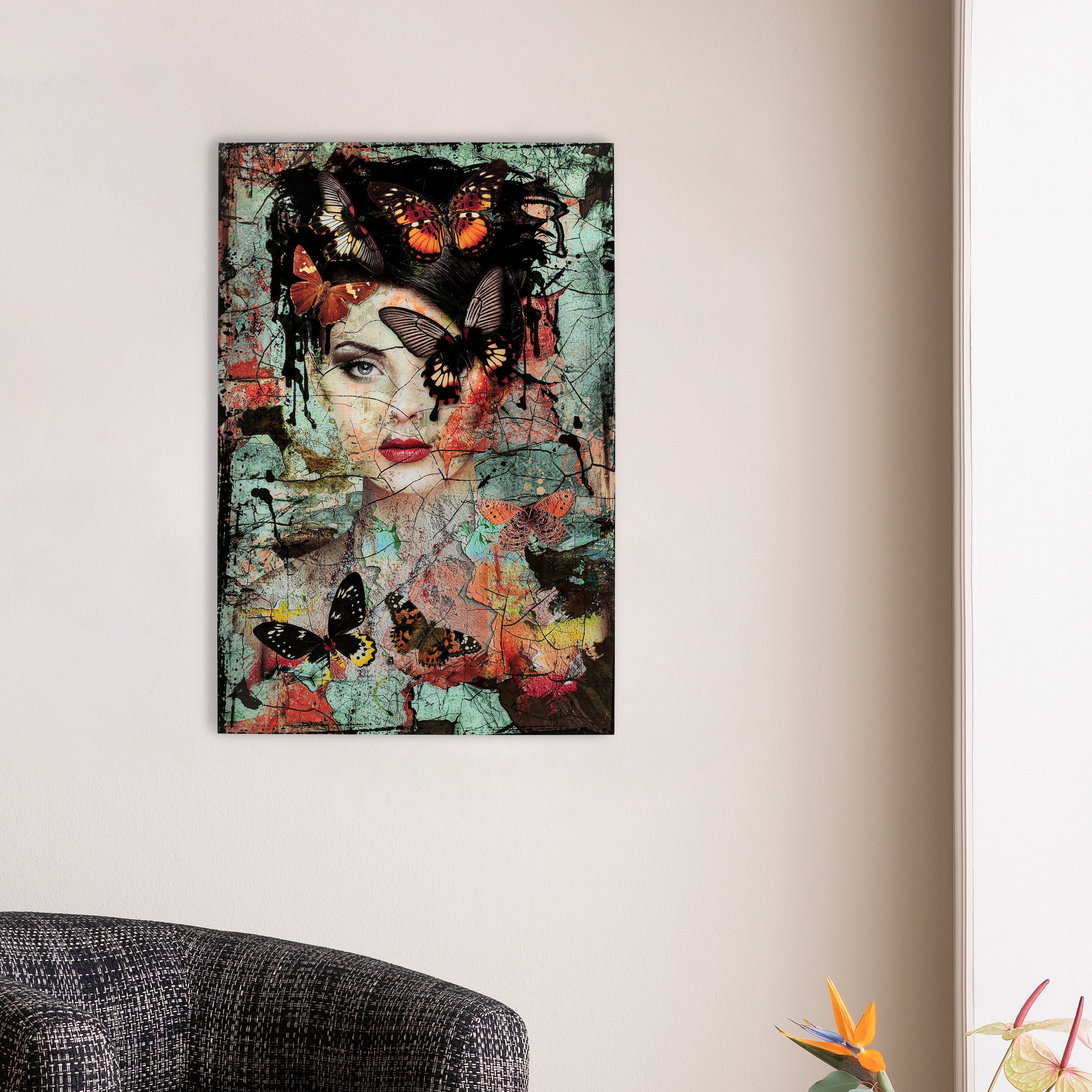 Kare Design Glasbild »Lady Butterfly 75x55cm« 1, 
