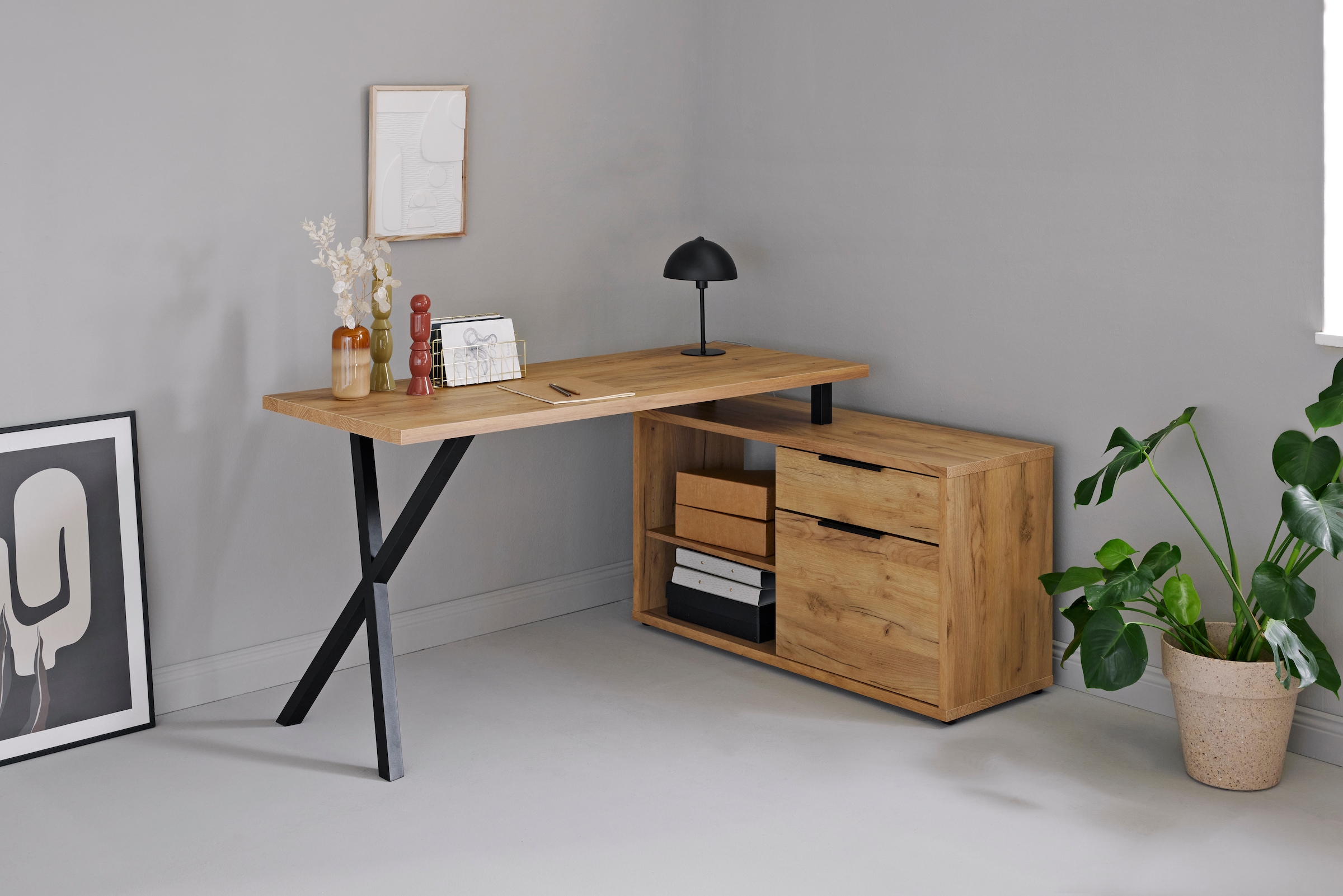 Jahnke Schreibtisch »X-TRA C 145 E« 1 Stk. tlg. Eckschreibtisch, wechselseitig montierbar, X-Gestell