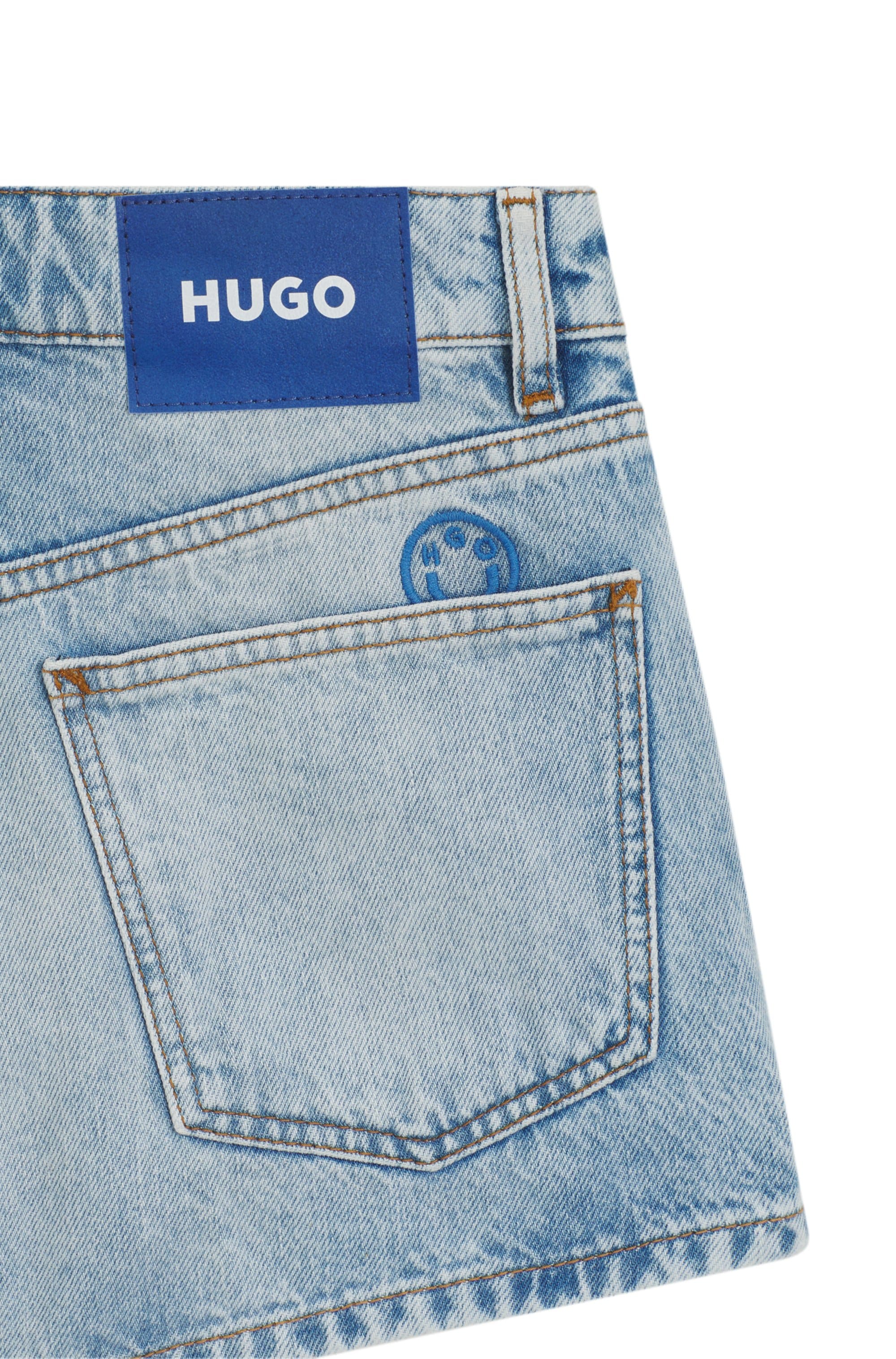 HUGO Blue Short en jean »Galimon« Mid Rise, Logo-Stitching