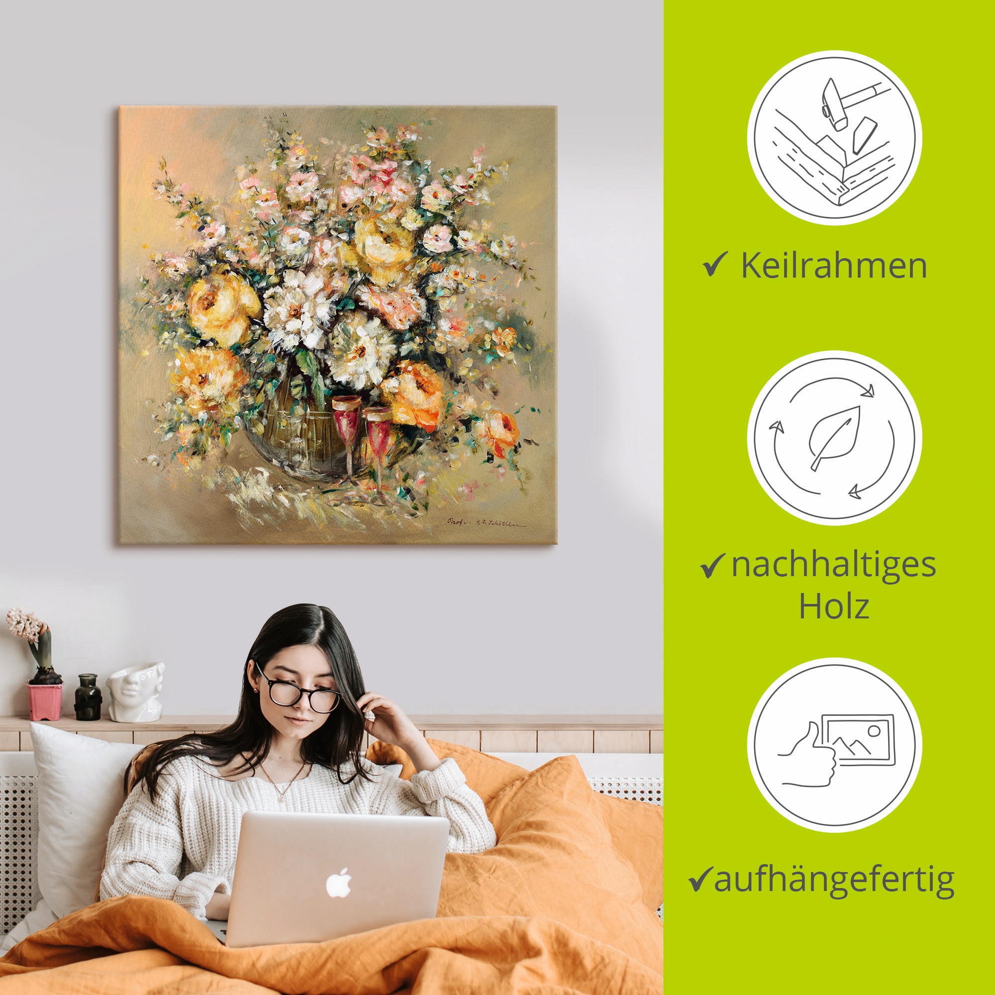 Artland Wandbild »Blumen und Spirituosen« 1 Stk. tlg. als Leinwandbild, Poster, Wandaufkleber in verschied. Grössen