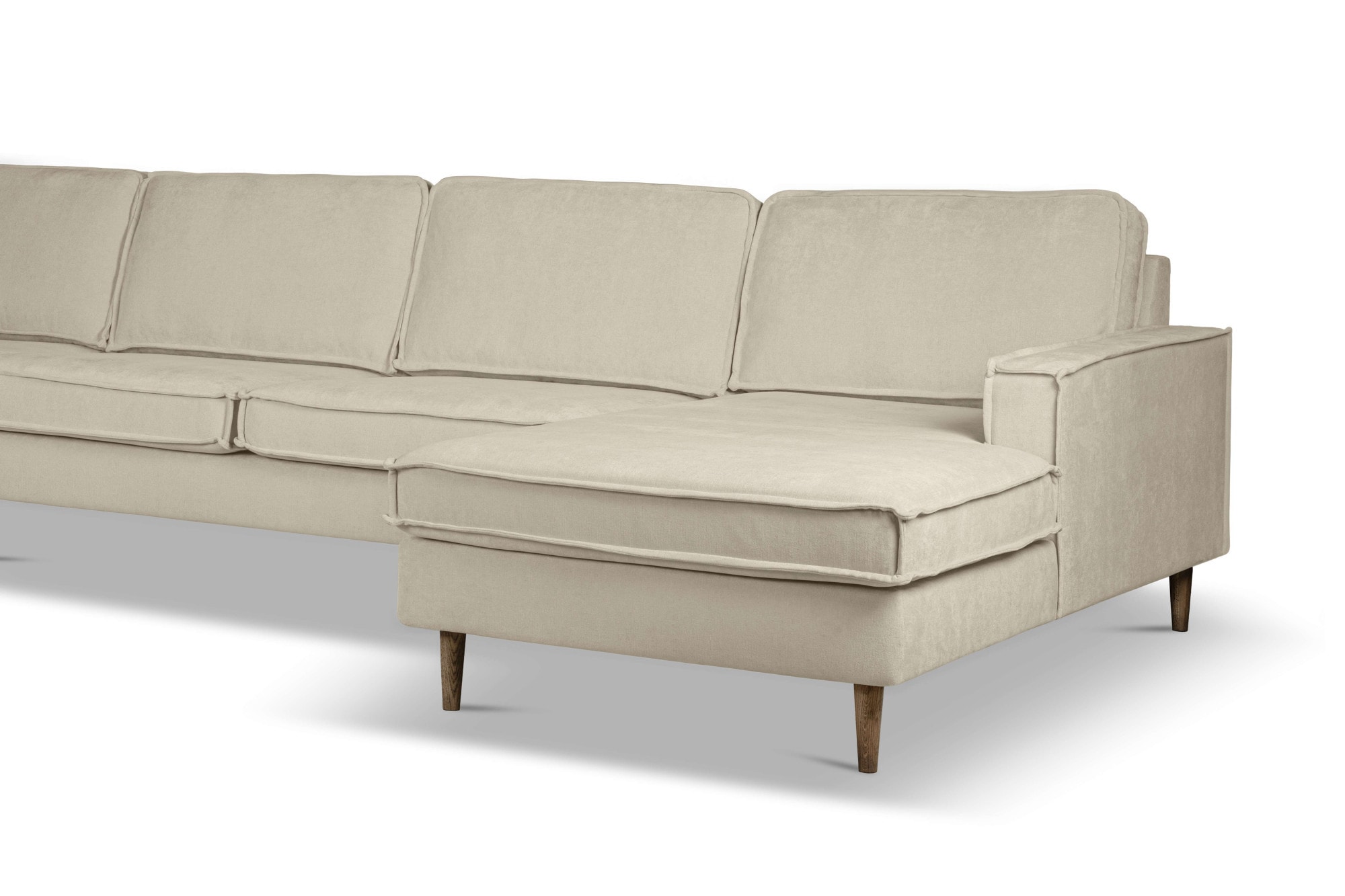 GOODproduct Wohnlandschaft »Pinto Skandi, 350 cm, U-Form, XXL, mit Ottomanen« mit Keder, Massivholzfüsse Eiche geräuchert, Wellenunterfederung