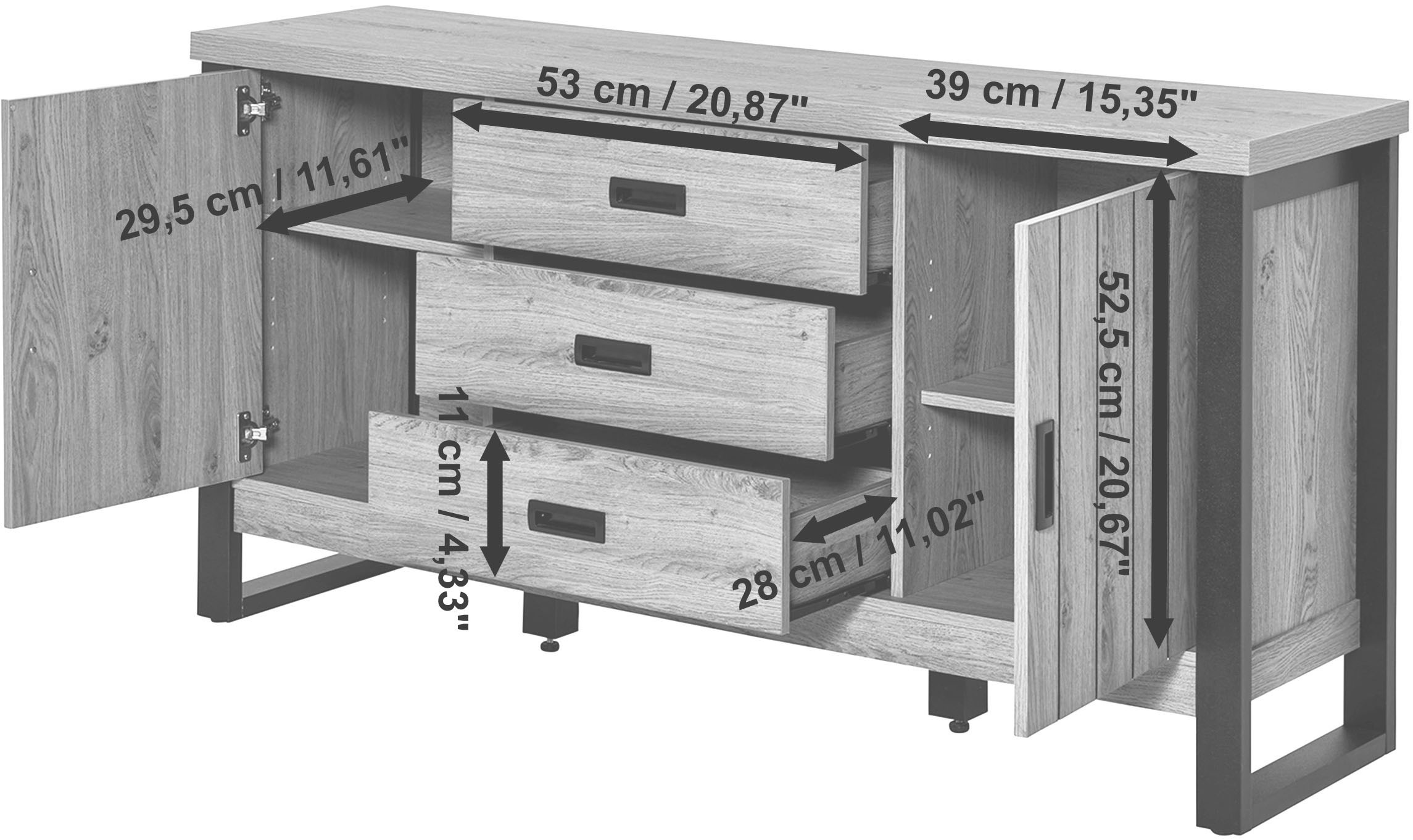 Jahnke Sideboard »RIVA SB 150« 1 Stk. tlg. Sideboard, 2 Türen & 3 Schubladen, Breite 153 cm
