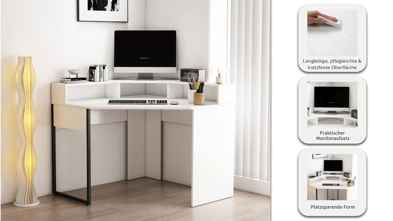 GOODproduct Bureau d'angle »Moid« Set,  mit Schreibtischaufsatz, modernes Design, B. 100 cm