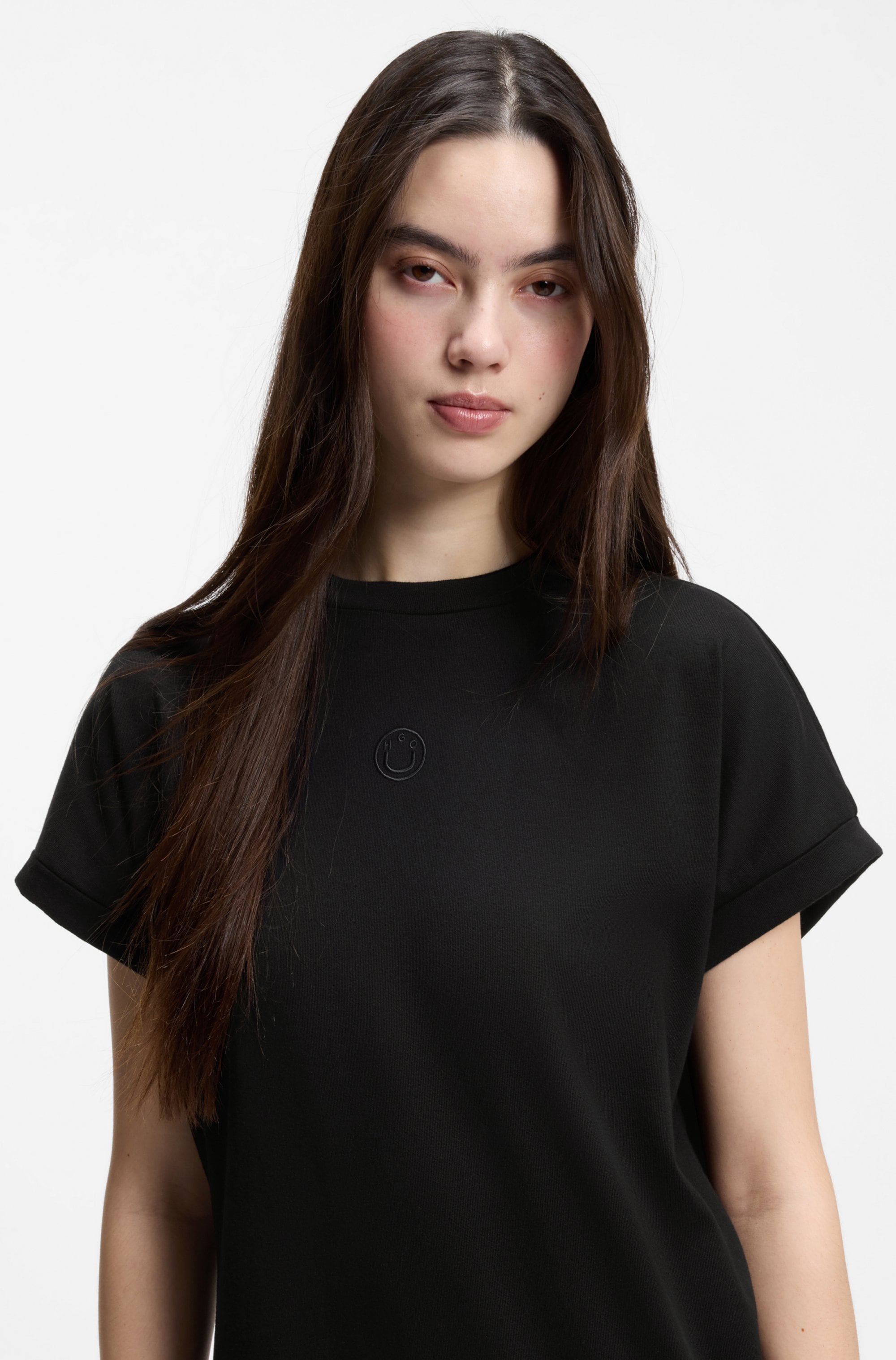 HUGO Blue Jerseykleid »Nalle« Oversized mit Schlitz, mit Logostickerei, Jersey