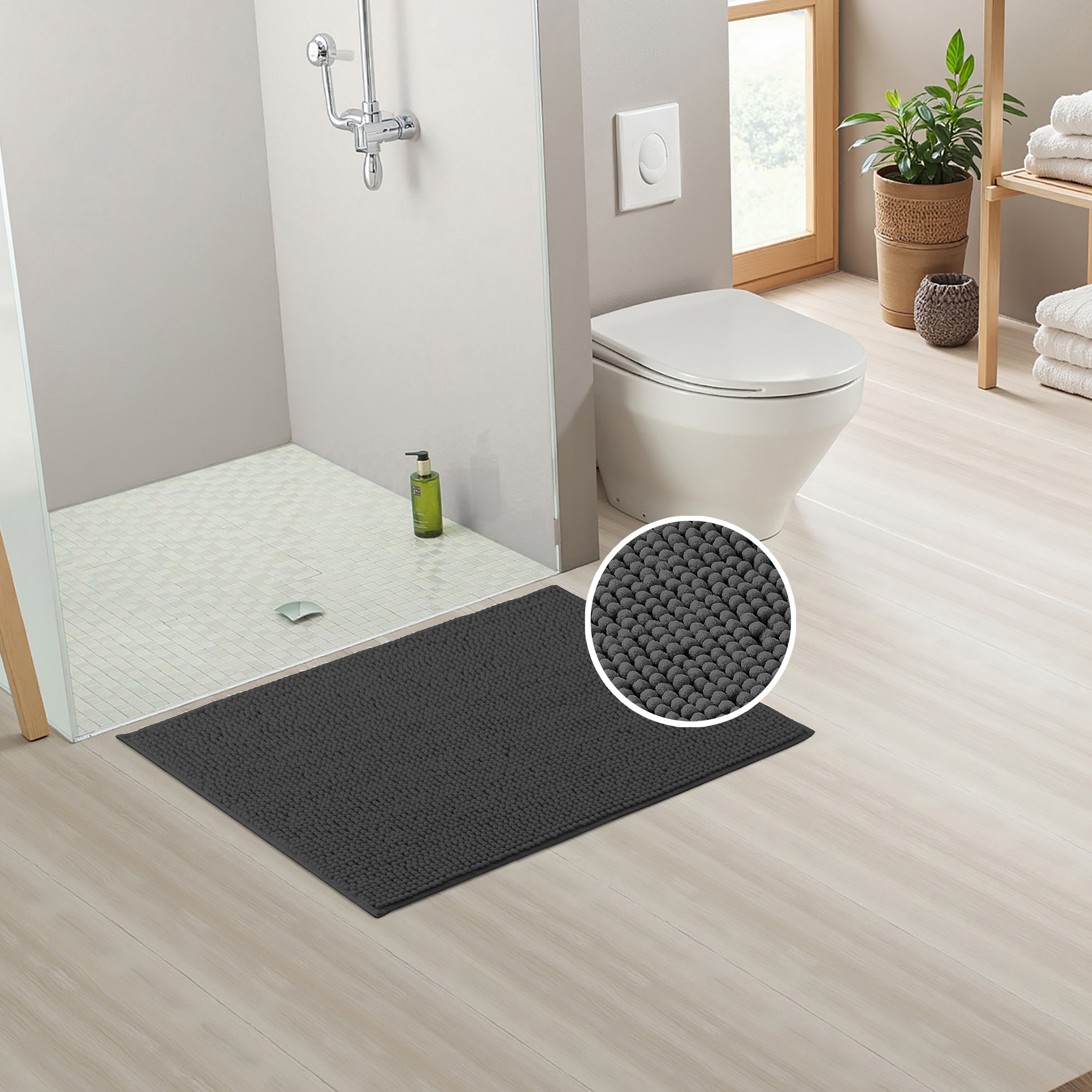 my home Badematte »Vanessa Chenille, Badvorleger, Badezimmer Teppich, Duschvorleger« Höhe 15 mm fussbodenheizungsgeeignet | schnell trocknend | strapazierfähig Uni Farben, besonders weich