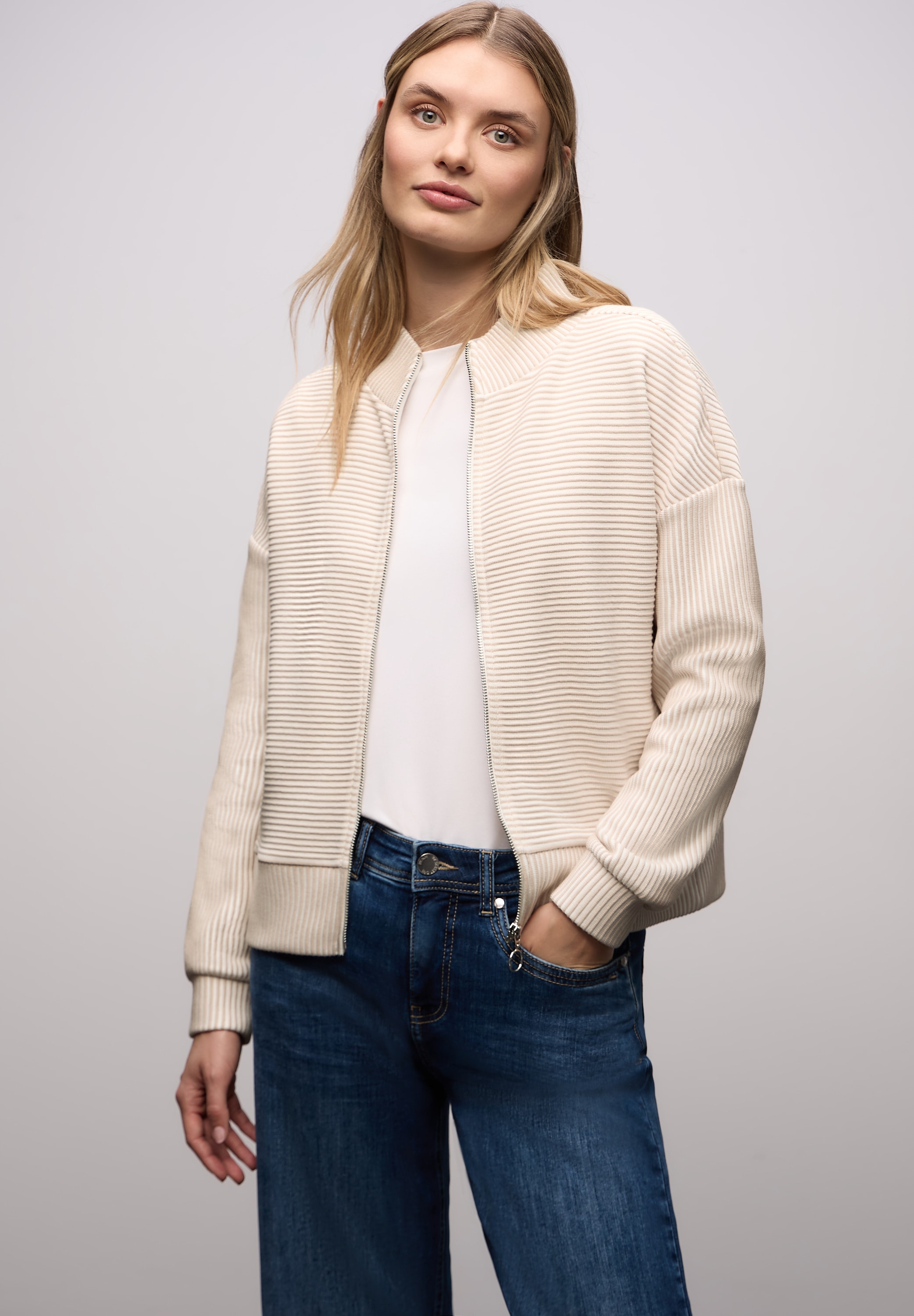 STREET ONE Veste en tricot Sweatjacke in Two-Tone-Optik