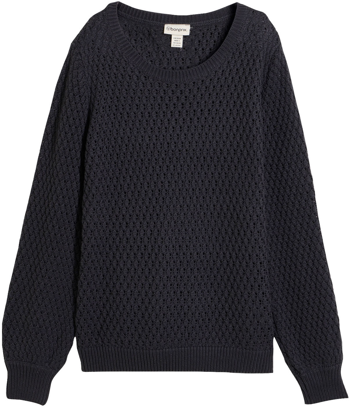 bonprix Pull en tricot Tricot structuré avec une forte teneur en coton, col rond,