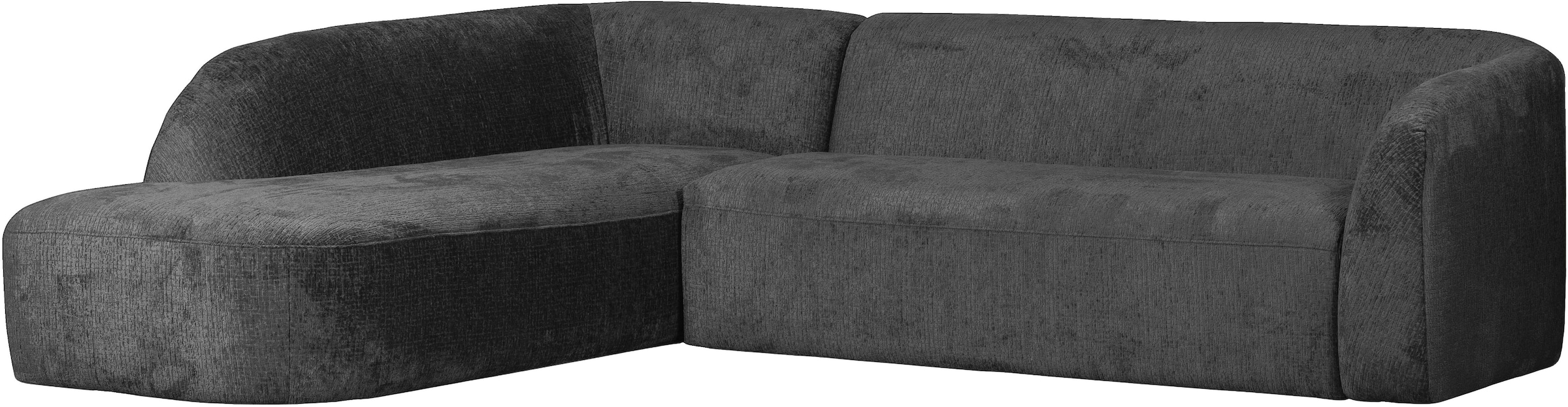 WOOOD Canapé d'angle »Sloping Bezug mit Zickzack-Federung, H 77 x B 274 x T 225/87 cm« Velours jacquard, capacité de charge 250 kg, excellente résistance à l'usure