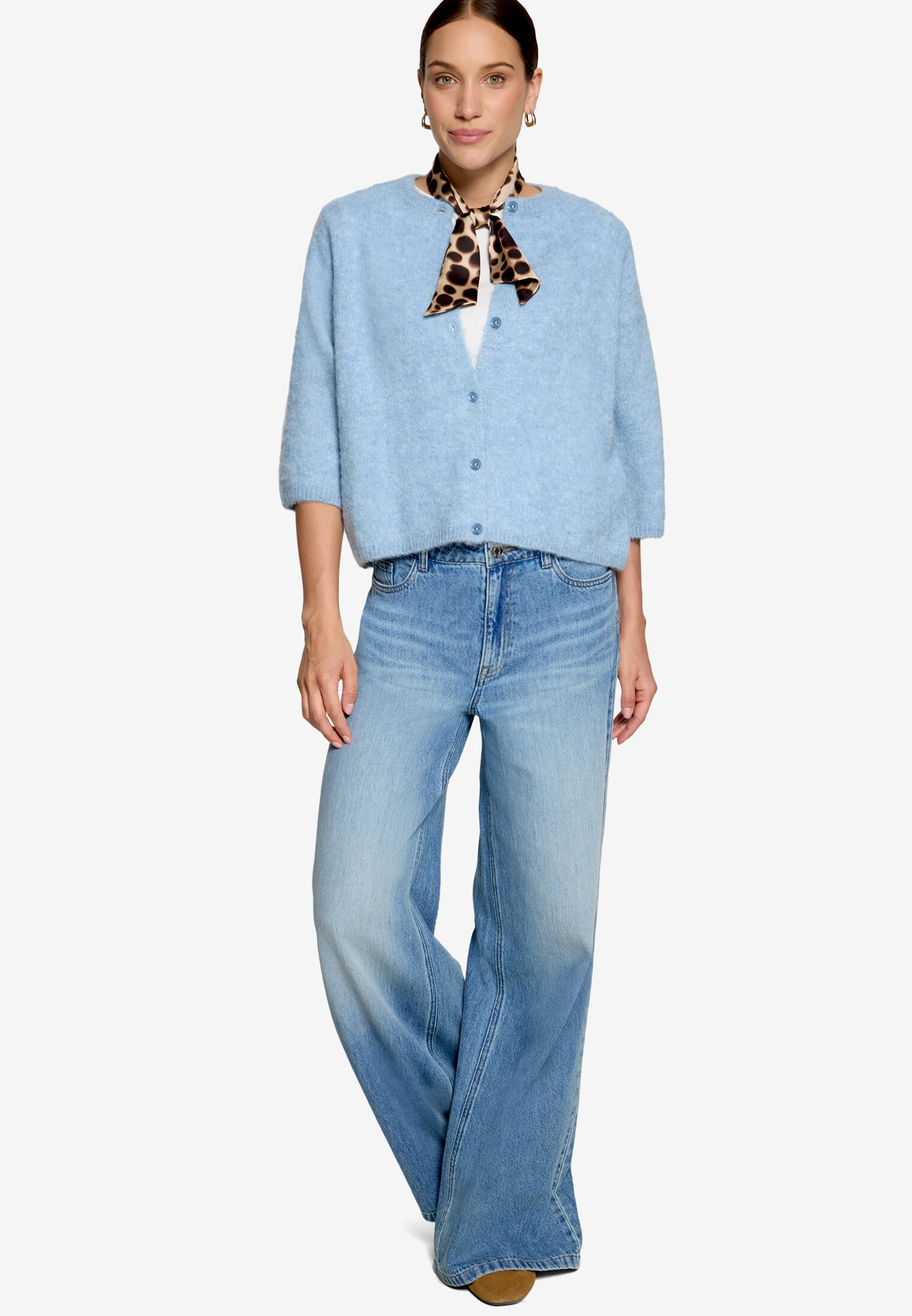 Zero Veste en tricot Cardigan manches 3/4 avec boutons / en laine