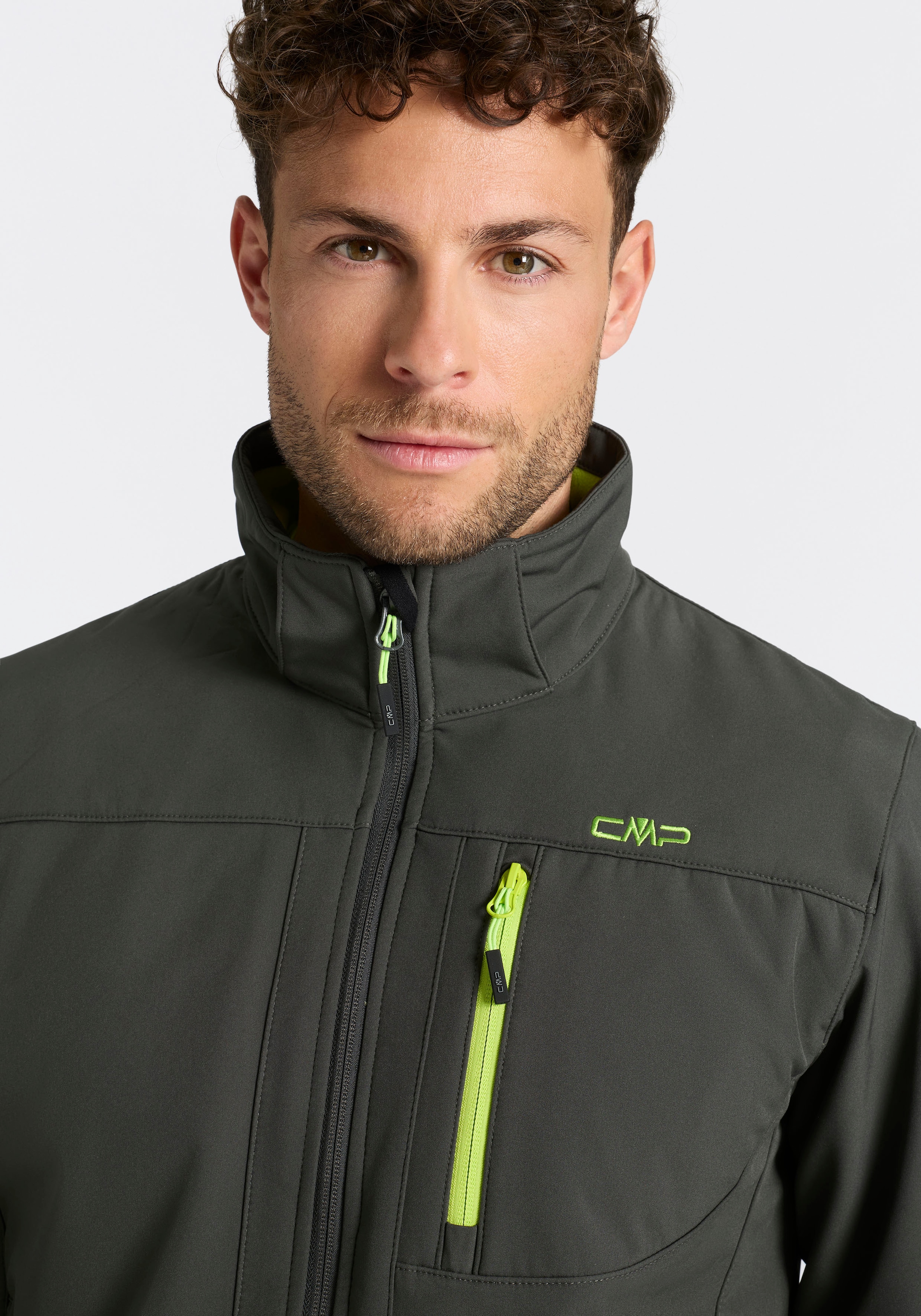 CMP Veste softshell avec capuche avec col montant, triple couche, déperlant, coupe-vent