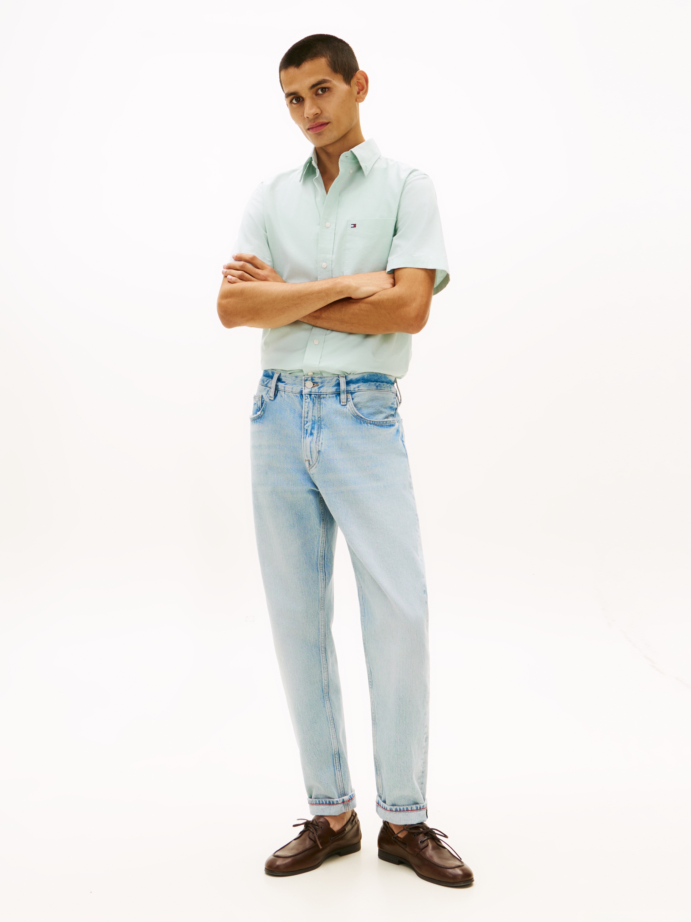 Tommy Hilfiger Chemise à manches courtes »LIGHT OXFORD SOLID« regular fit, Button-down-Kragen