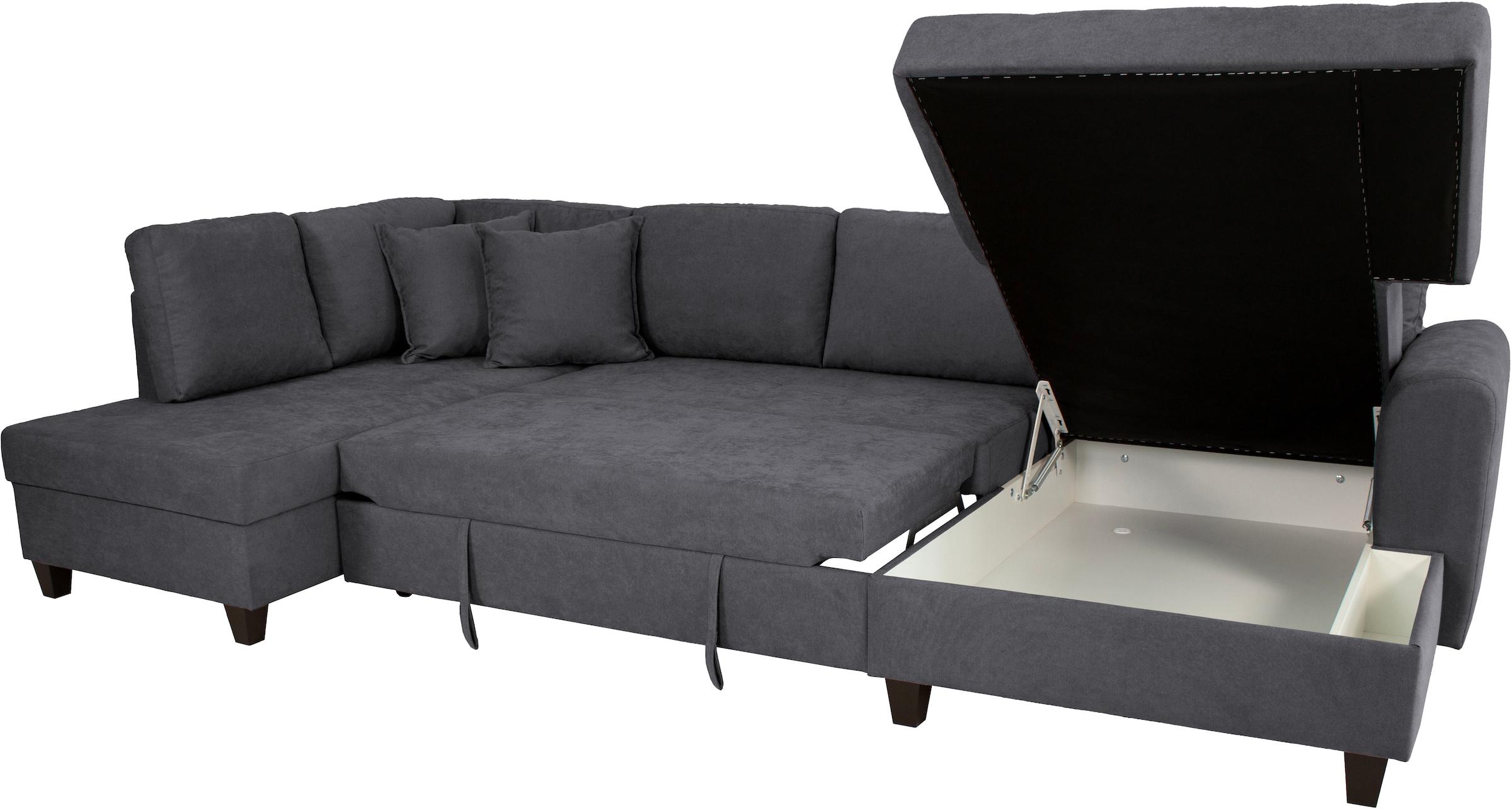 Trends by HG Paysage de salon »Moritz U-Form, B: 324 cm« mit Bettfunktion, Bettkasten & Zierkissen