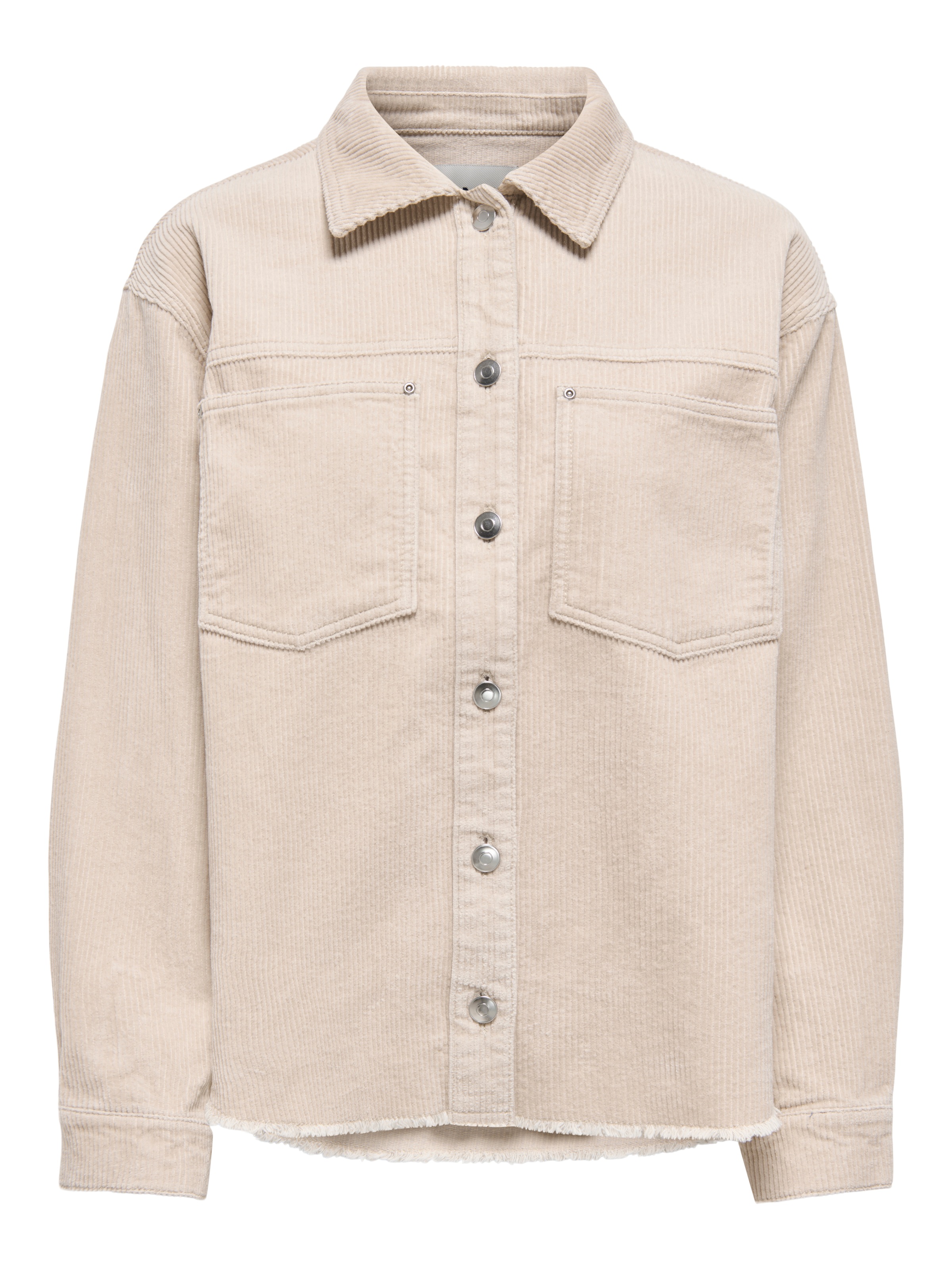 ONLY Blouse chemise »ONLMAIKO-BITTEN L/S CORD SHACKET CC PNT« avec poches poitrine, ourlet légèrement effiloché