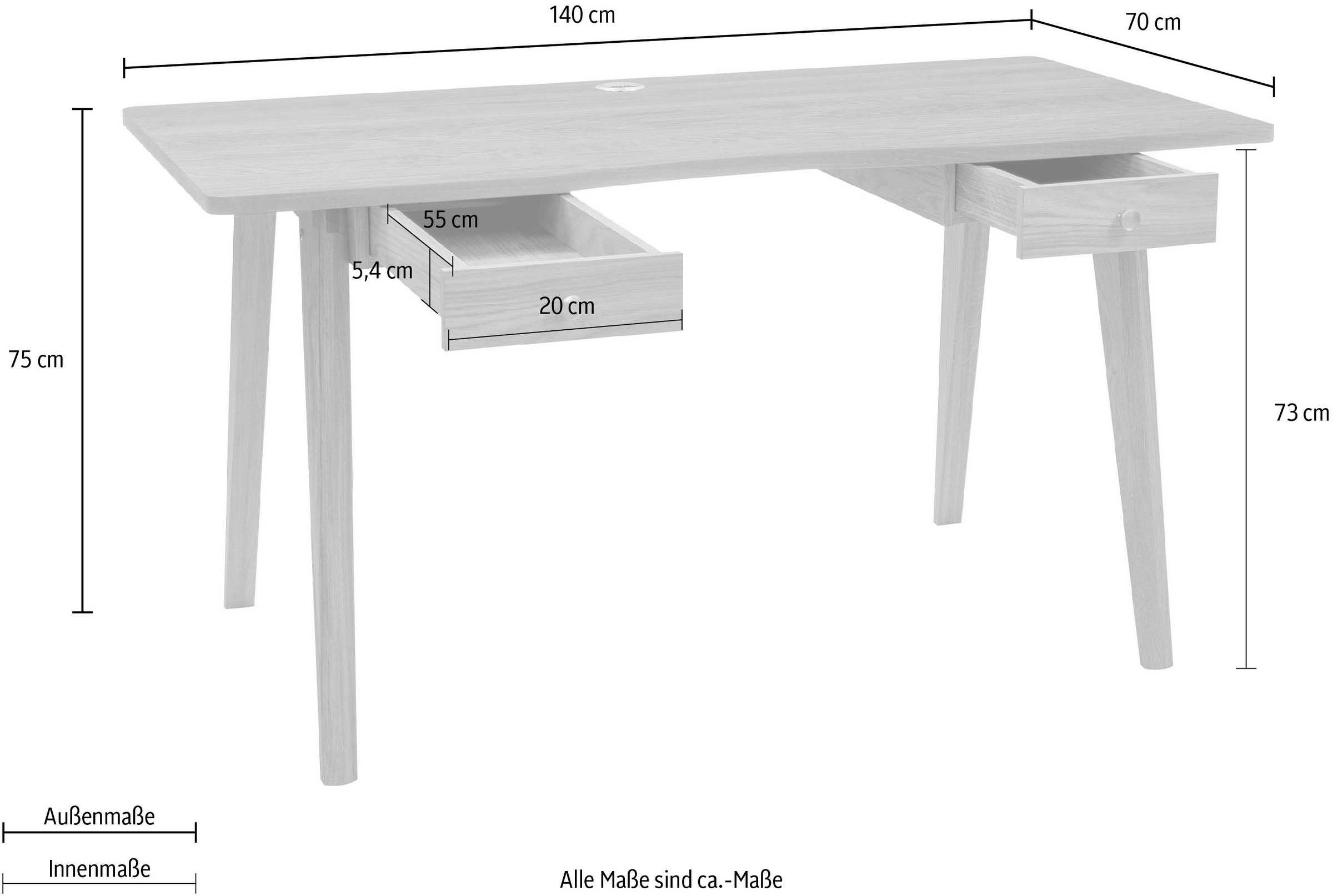 Woodman Bureau »Nice« ,  design scandinave, pieds de table en chêne massif, FSC®