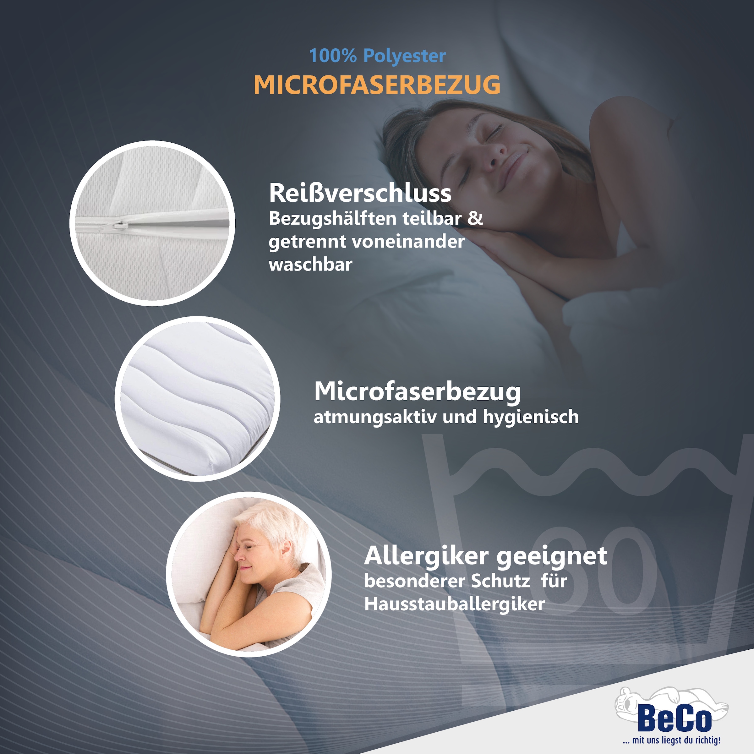 Beco Matelas mousse confort »Matratze Dream Flex, 7-Zonen-Komfortschaummatratze, diverse Grössen« 18 cm hoch Raumgewicht: 28 kg/m³ 1 cuis tlg. Note 1,3 TRÈS BIEN*, revêtement en microfibre fin et hygiénique