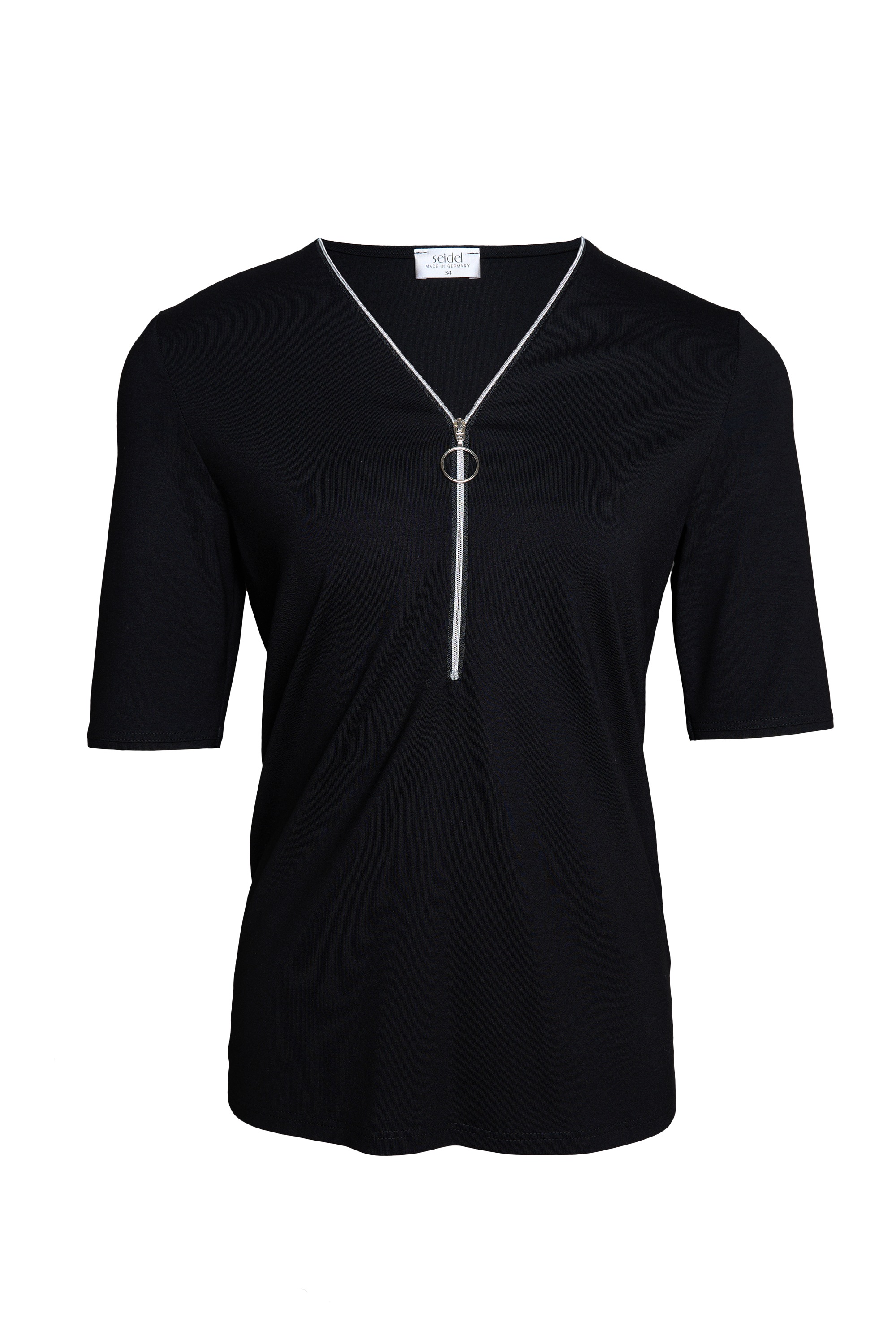 Seidel Moden T-shirt en V mit Reissverschluss am Kragen - MADE IN GERMANY